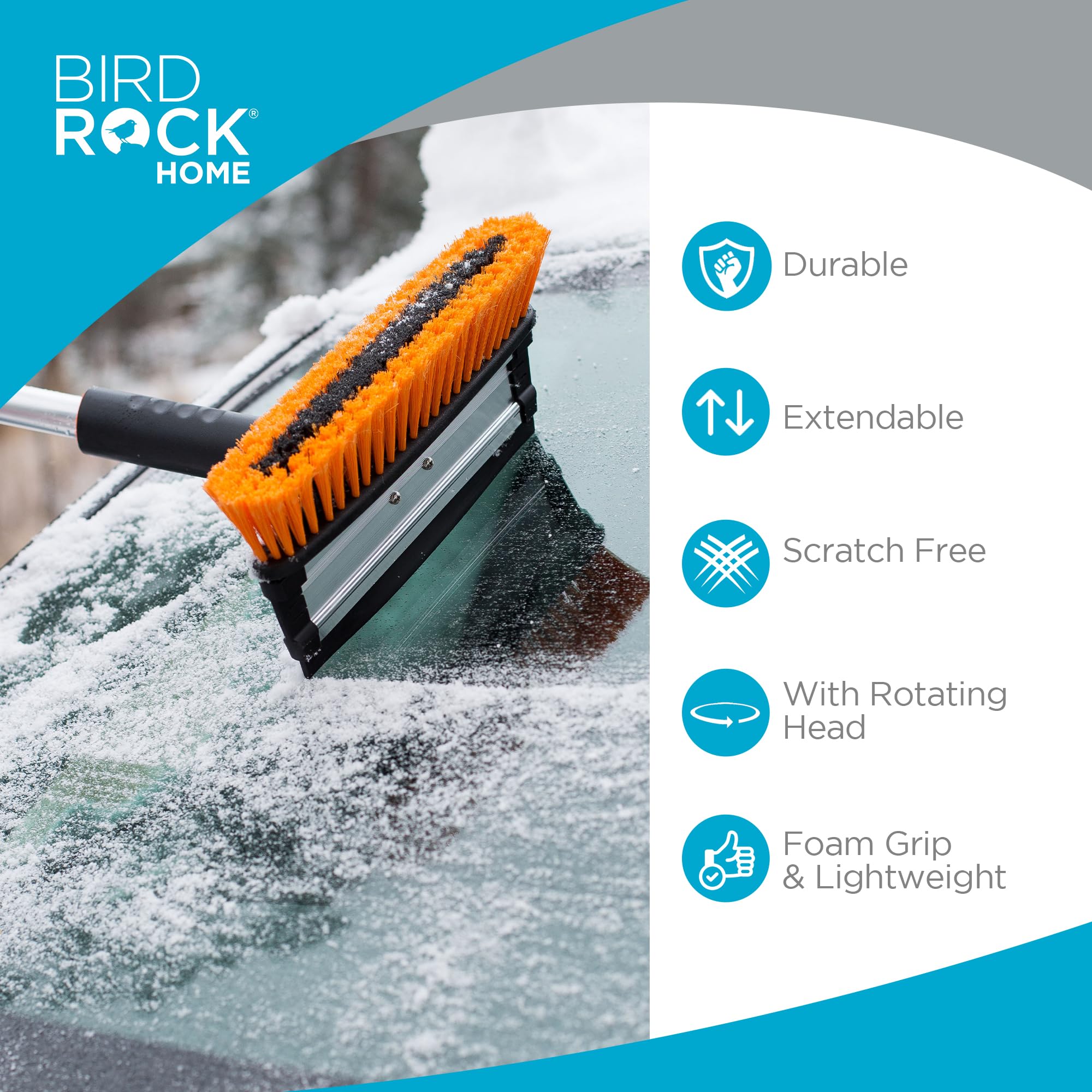 Snow MOOver 39" Extendable Snow Brush & Ice Scraper - Lightweight Aluminum, Ergonomic Grip, No Scratch Tool for Cars & SUVs