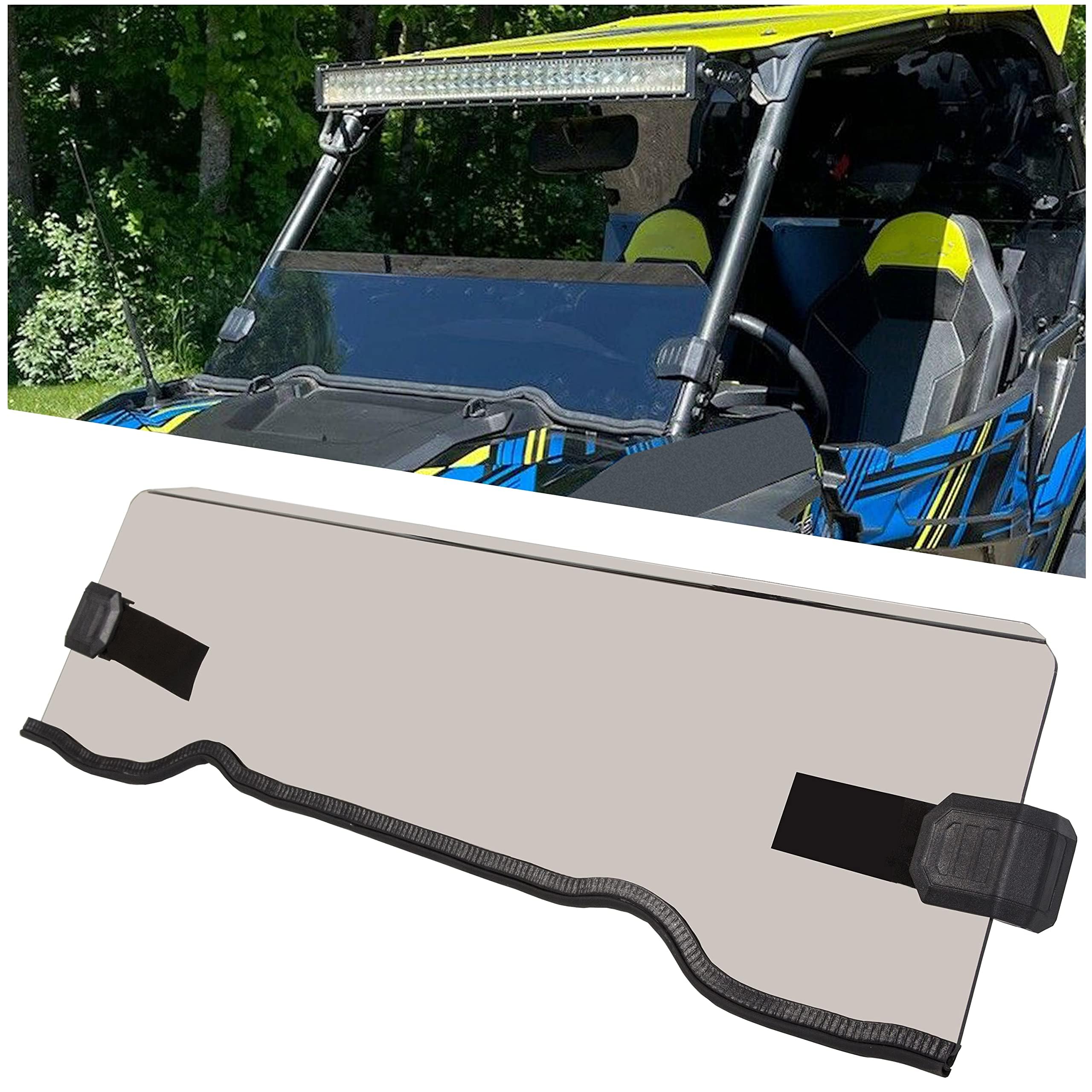 HECASA Half Windshield Tinted Compatible with 2015-2018 Polaris RZR S 900 / 4 900 / 900 XC / S 1000 / XP 1000 / XP 4 1000 / Turb