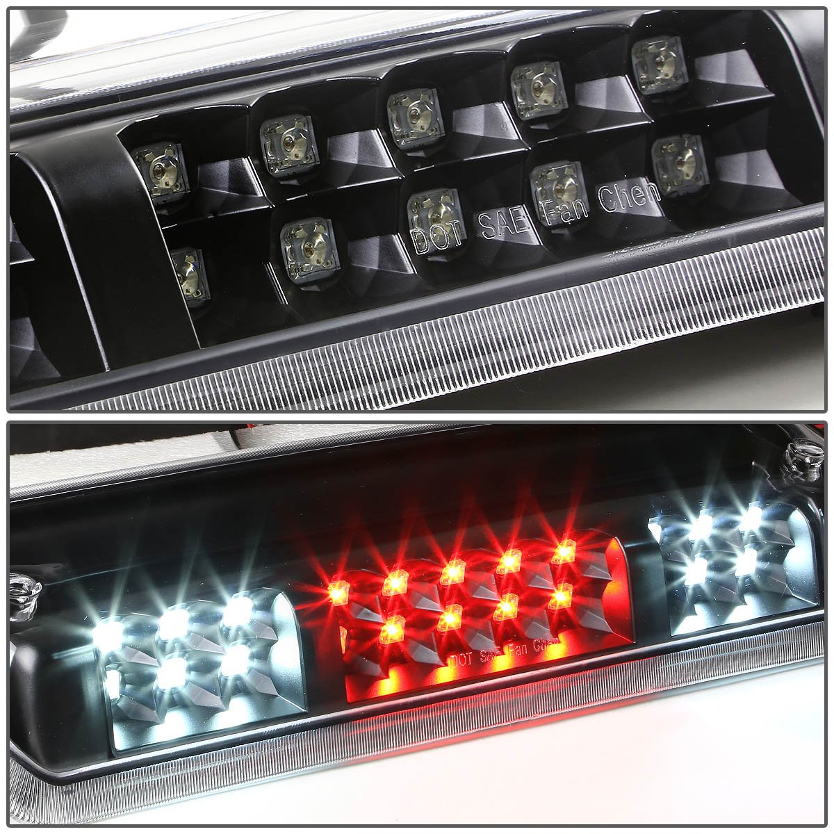 Auto Dynasty Dual Row Led 3Rd Third Tail Brake Light Cargo Lamp Compatible With Ford F150 2004-2008 Lincoln Mark Lt 2006-2008, Black Housing Clear Lens