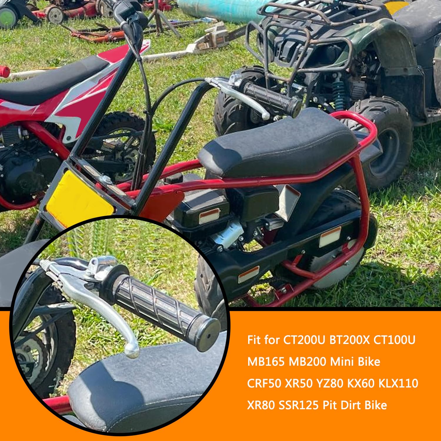 HOLATO 22mm 7/8 Silver Left Clutch Brake Handle Lever Perch for Coleman CT200U BT200X Mini Bikes & Dirt Bikes