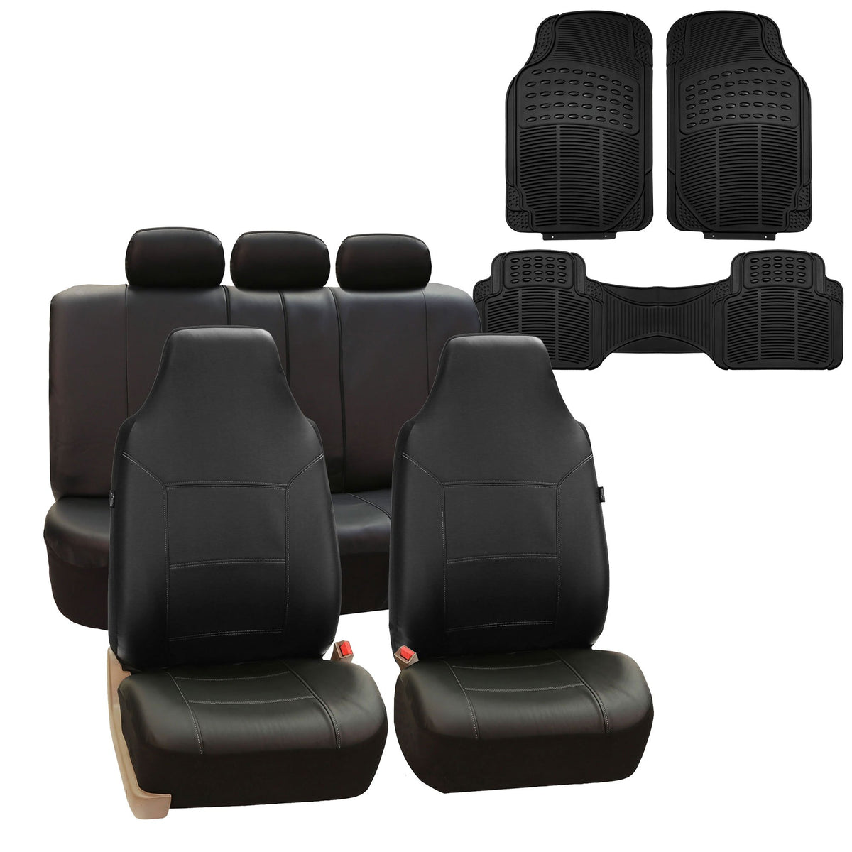 FH Group Car Seat Covers Full Set Royal Seat Cover-Universal Fit BLACK, Automotive Seat Covers, 1-Piece Front Seat Covers, Airba