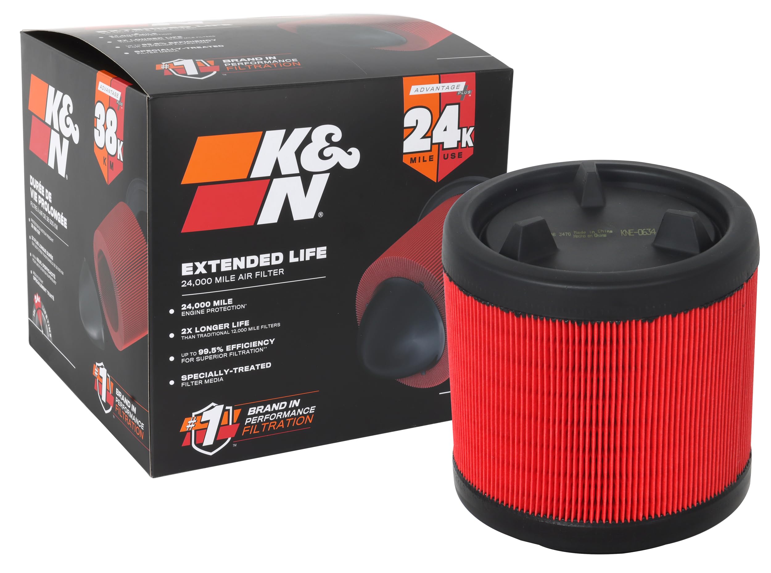 K&N Engine Air Filter: Extended Life 24,000 Mile Replacement Air Filter: Compatible With 2021 Ford Bronco, Knf-0634