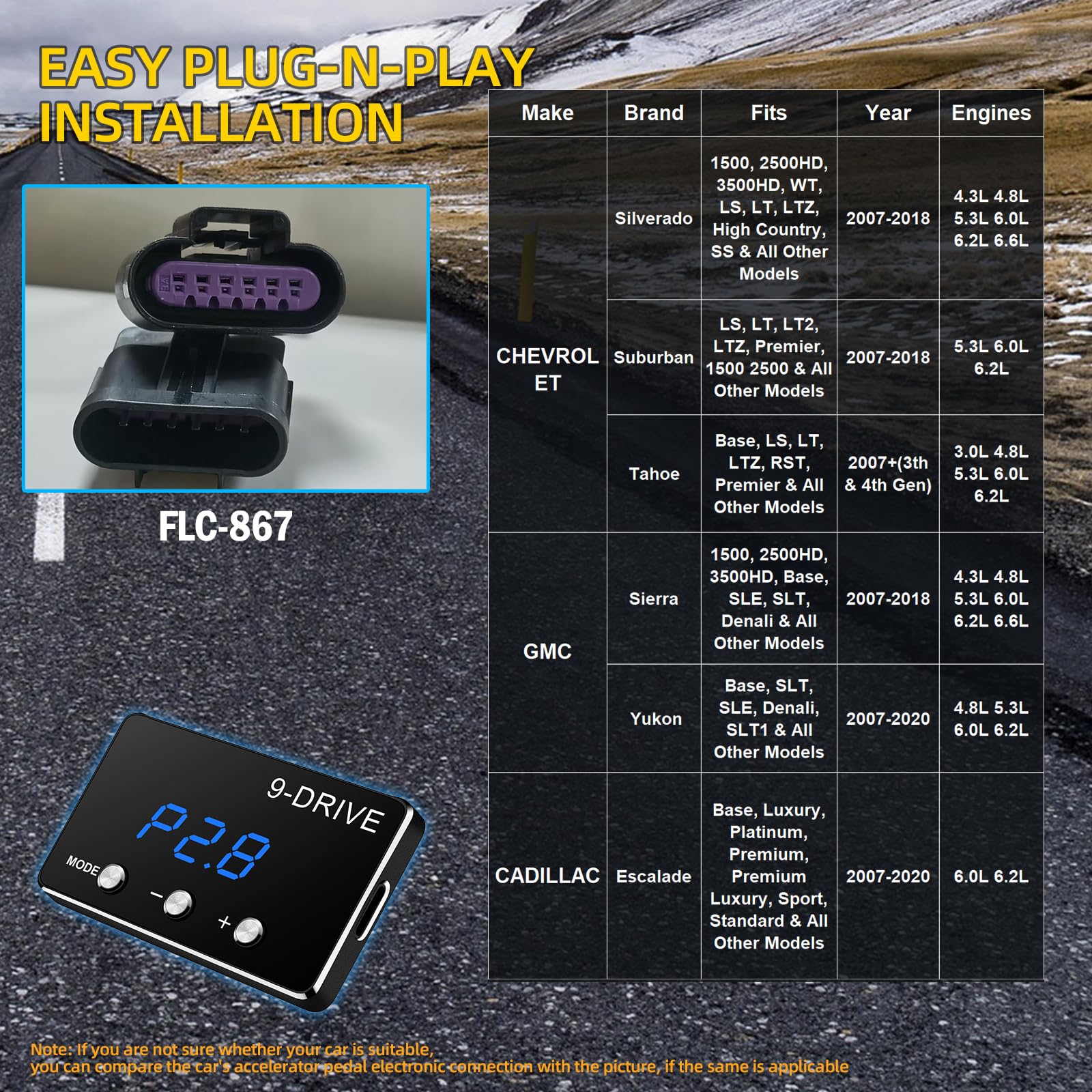 Throttle Response Controller 9 Drive Modes Smart Electronic Racing Accelerator Compatible With Chevy Silverado, Suburban, Tahoe,