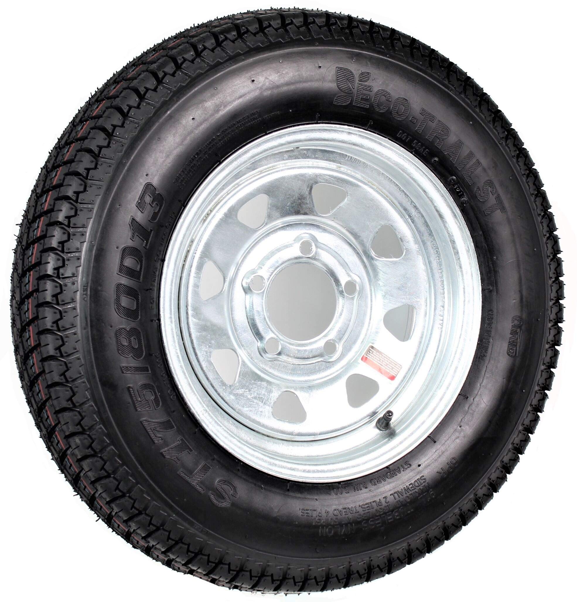 Ecustomrim Trailer Tire On Rim St175/80D13 175/80 13 In. Lrb 5 Bolt Galvanized Spoke Wheel