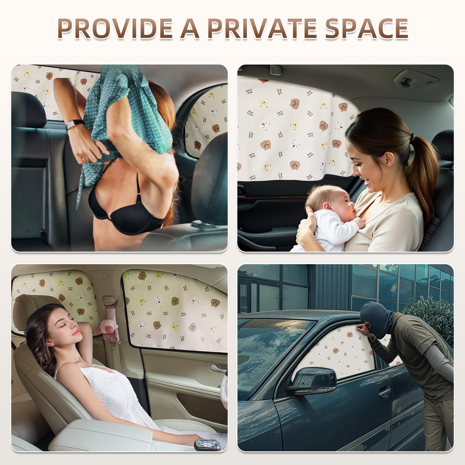 Aokway Car Window Shade (2Pack) - Uv-Blocker Magnetic Side Window Sunshade For Driver And Passenger | 99% Uv Protection For Seda