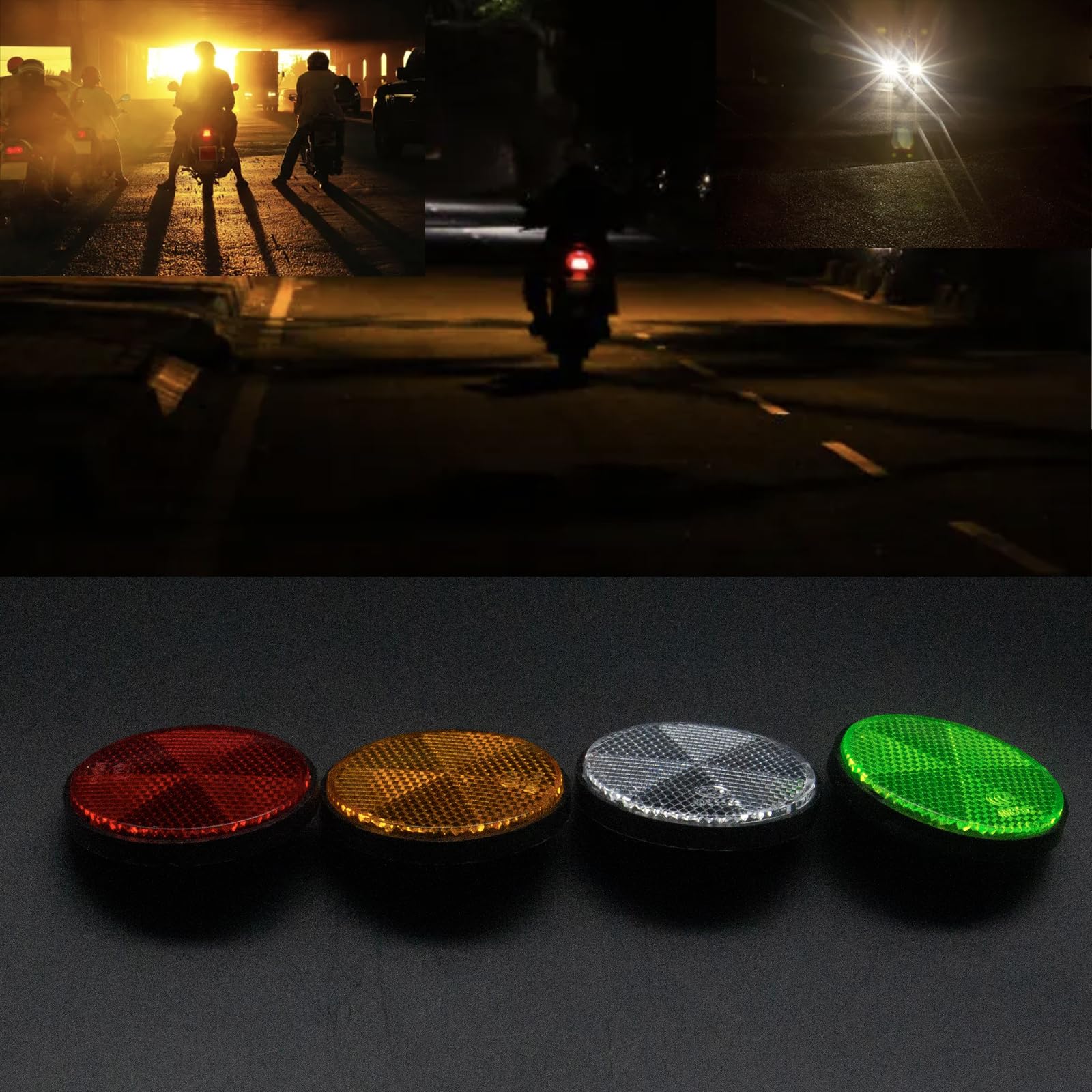 Incontesta Pair Motorcycle Reflectors Orange(2.2 Inch Dia), Good Reflection With Round Reflective Reflectors, Warning Reflector