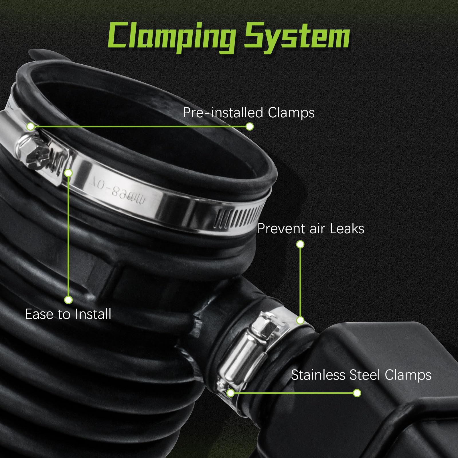 16576-1AA1A Air Cleaner Intake Hose Tube With Clamps for Nissan 2009-2014 Murano,2011-2017 Quest 16576-1AA0A 696-039