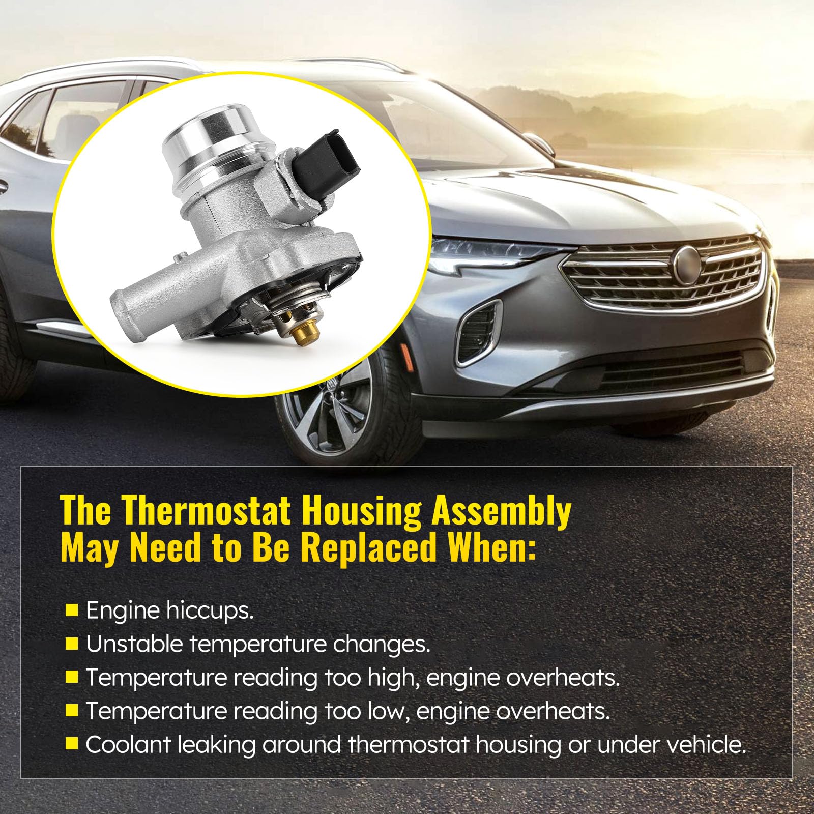 Upgrade Aluminium Thermostat Housing Assembly W/Sensors for Buick Encore 2013-2021,Chevy Cruze 2011-2016 Sonic 2012-2020 Chevy T