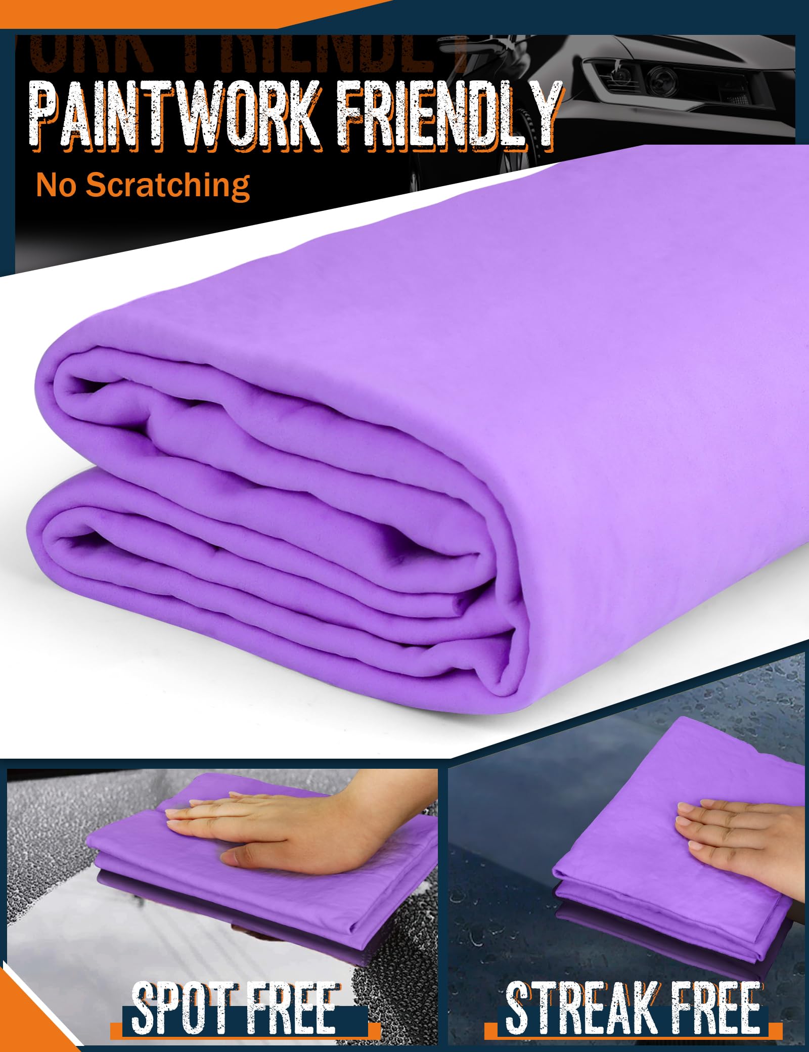 Premium Car Drying Towel, Super Absorbent 26 ''X17 '' Large Chamois Cloth Shammy Towel For Vehicle, Reusable Chamois Shammy Clot