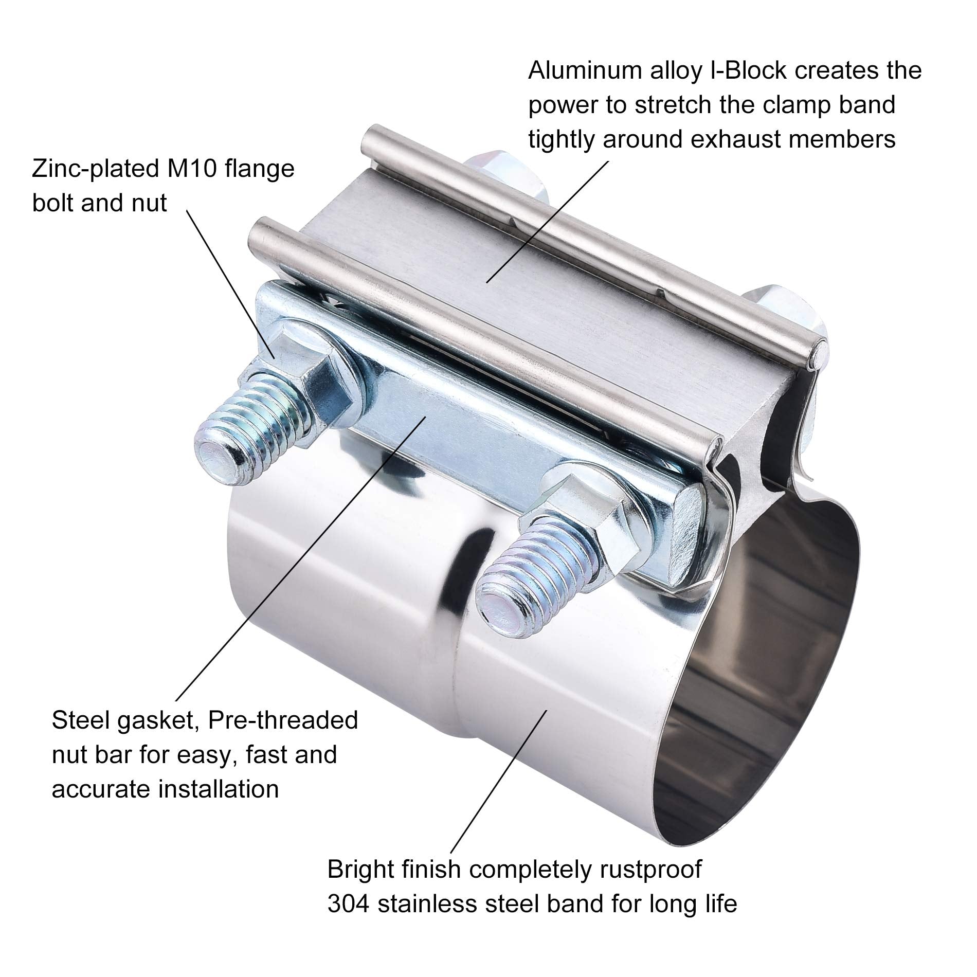 Zfbb4.0 Lap Joint Band Clamp Exhaust Clamps Pipe Repair Parts Stainless Steel