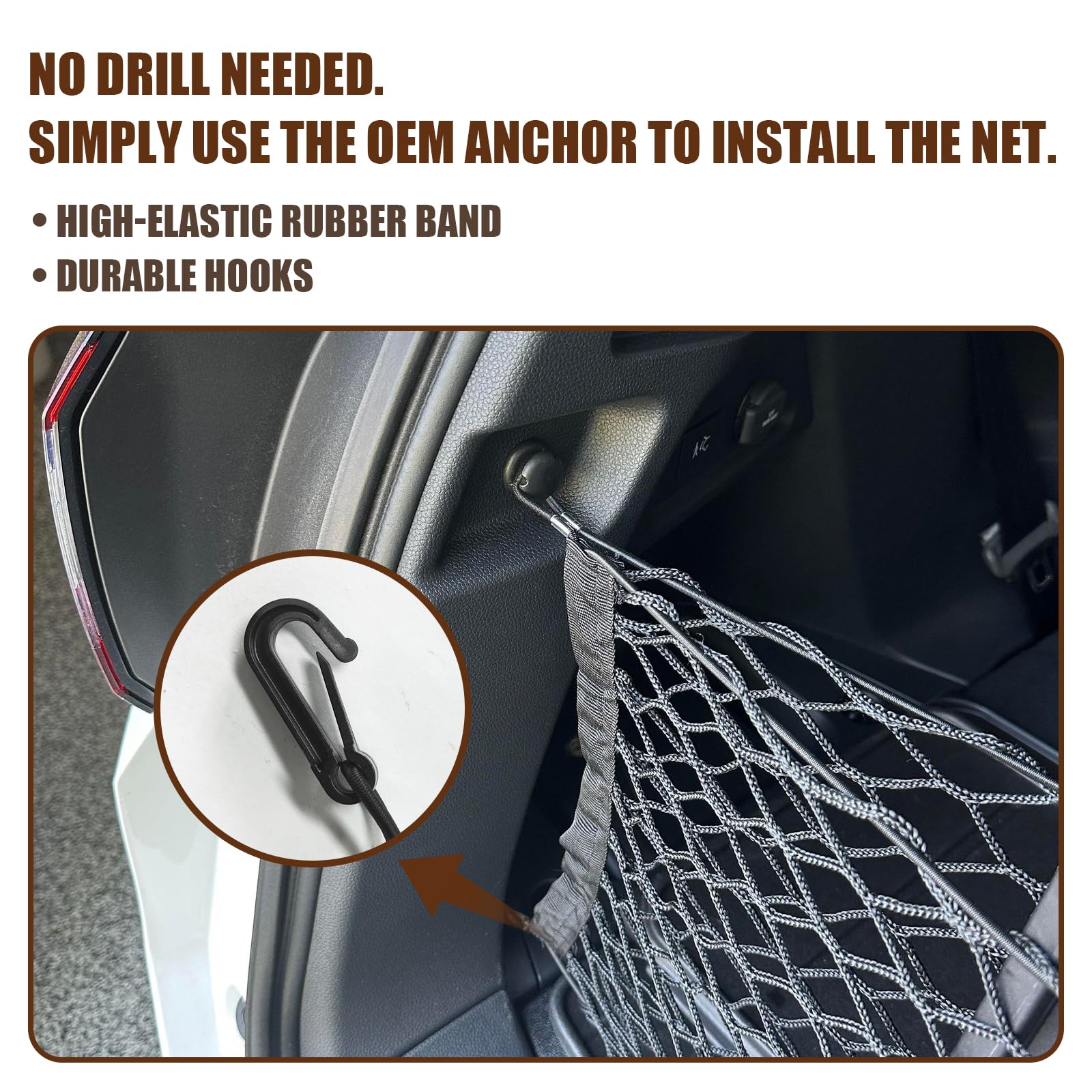 Muslogy For Pilot 2023 2024 2025 Rear Trunk Cargo Net Stretchable Organizer Elastic Mesh Net Compatible With Honda Pilot 2023+ S