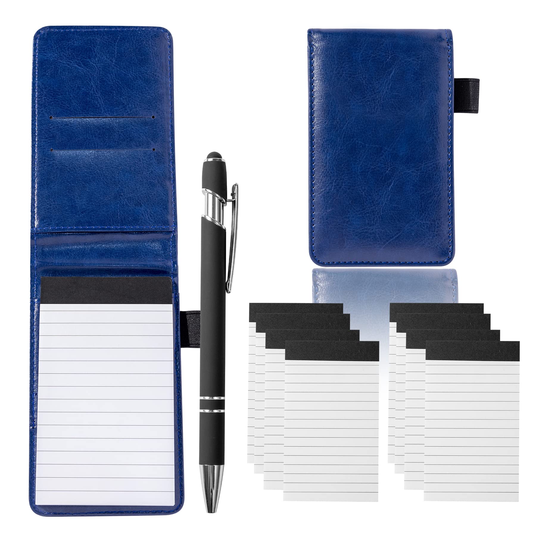 Camelmother 10 Pieces Small Notepad Holder Set Pocket Notebook 3 X 5 Inch With Pen (Blue Small Notepad)