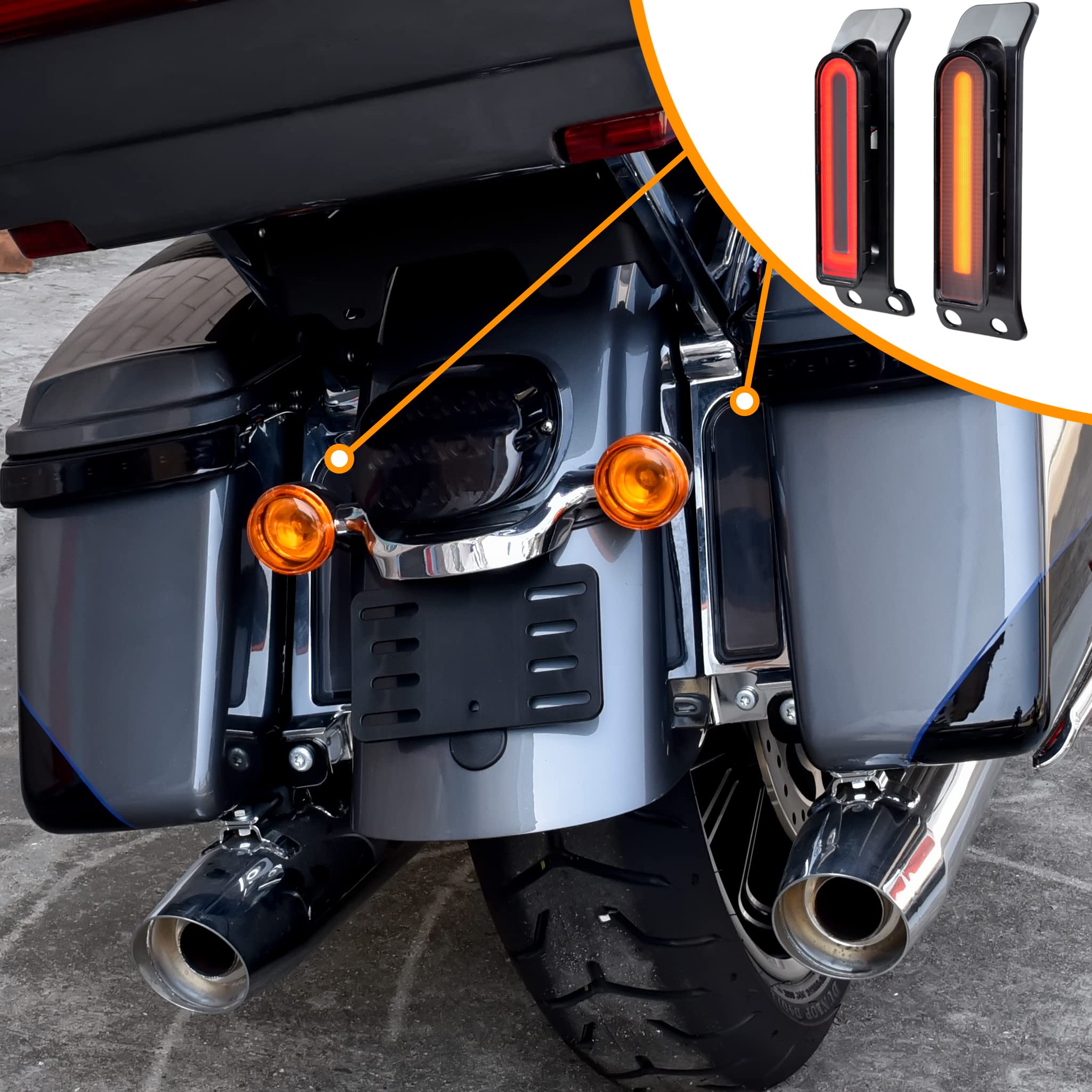 Veisutor Rear Fender Light Saddlebag Side Light For Ultra Fltru 14-22, Auxiliary Led Run Brake Turn Lamps Lights For Harley Road King Ultra Limited Electra Glide 2014-2022 Accessories (2Pcs)