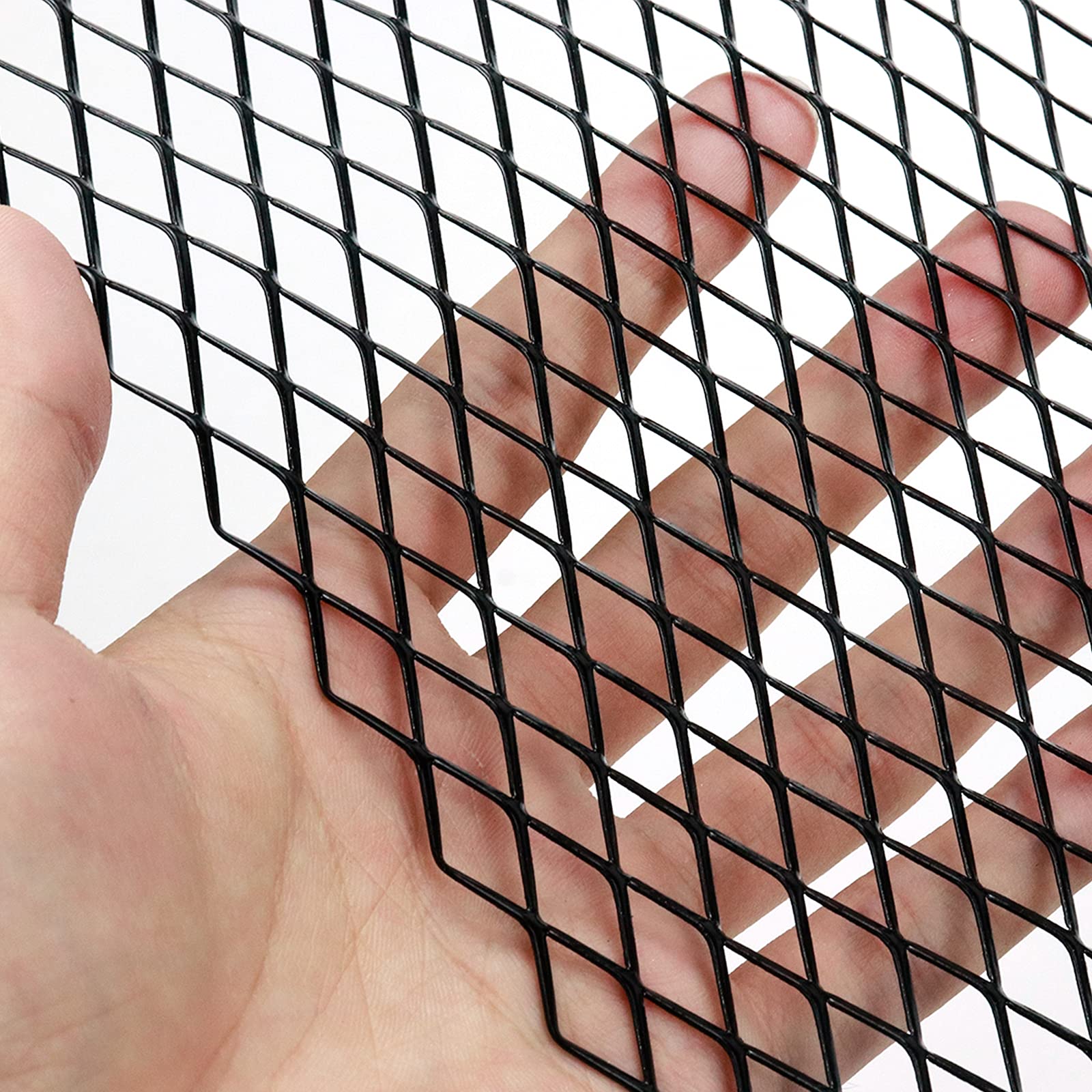 Modengzhe 40 X 13 Inch Car Grill Mesh Sheet, Black Painted Aluminum Alloy Multifunctional Grille Mesh Roll, 10 X 20 Mm Rhombic-S