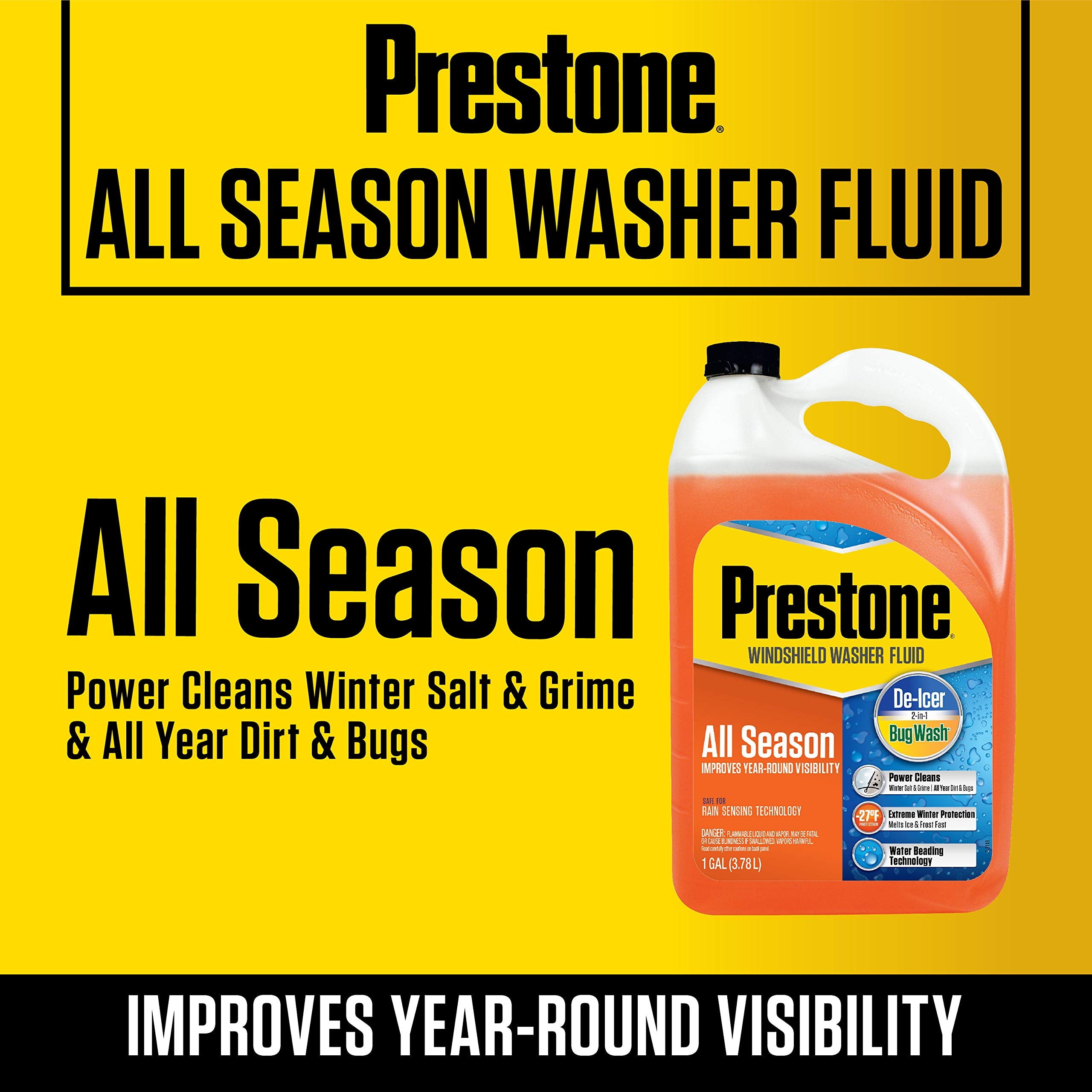 Prestone As658 Deluxe 2-In-1 Windshield Washer Fluid, 1 Gallon