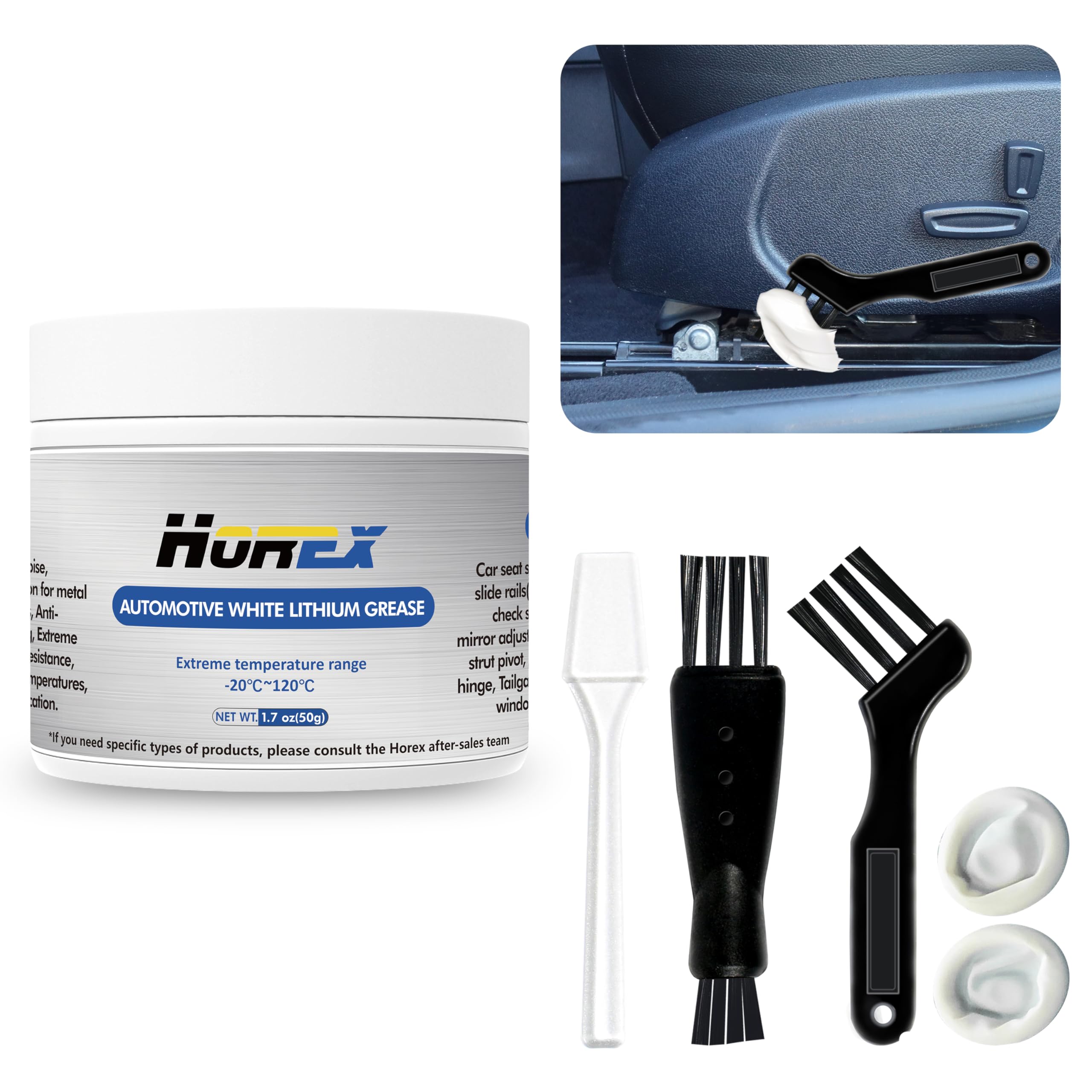 Horex Automotive White Lithium Grease 50ml Multi-Purpose Lubricant Set Car Door Handle Hinge Seat Slide Sunroof Sliding Door Pre