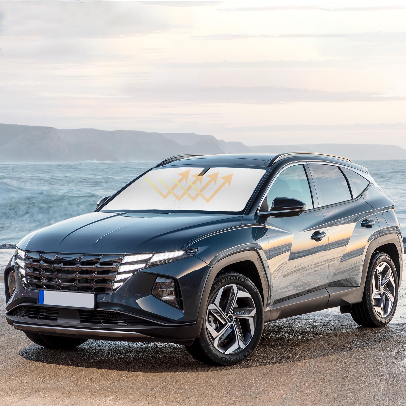 Sun Shade For Tucson Windshield Sunshades For 2016-2020 2021 Tucson For Hyundai Windshield Cover Foldable Front Window Shields 2