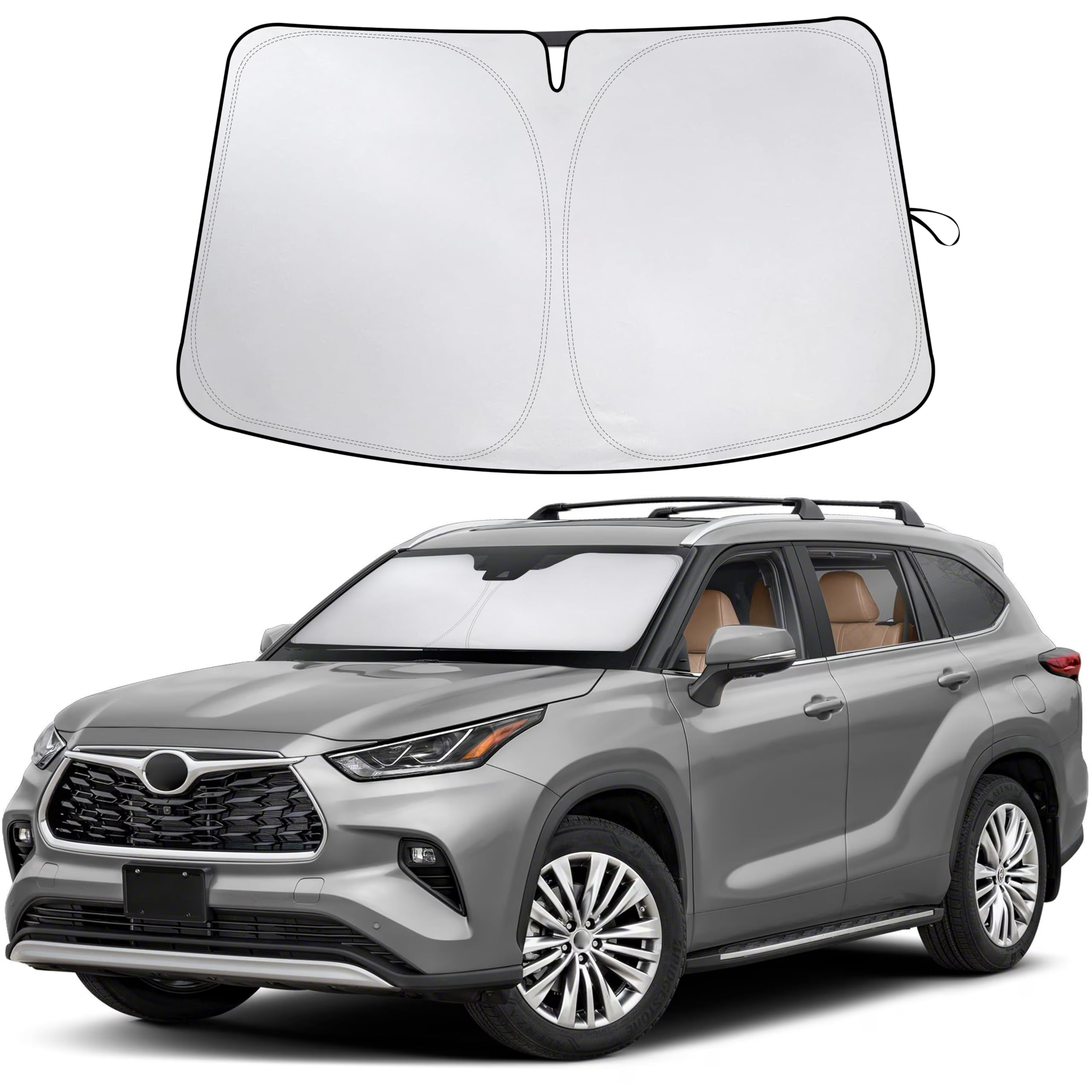 For Toyota Highlander 2020-2024 2025 Econour Sunshade Windshield Cover - 240T Polyester Material Car Sun Visor - Custom Fit High
