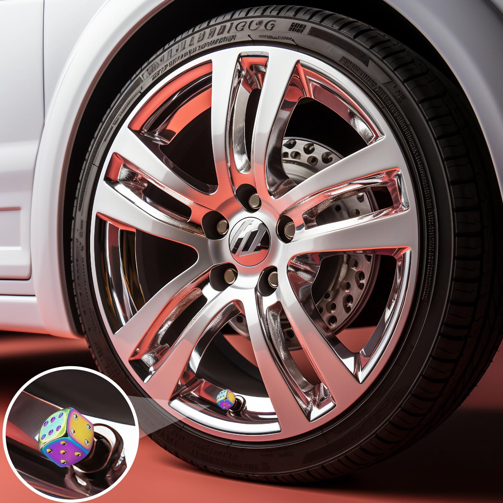 Meajoo 4Pcs Aluminum Dice Tire Valve Stem Caps, Universal Aluminium Alloy Dustproof Tire Valve Stem Covers For Cars, Suv, Trucks