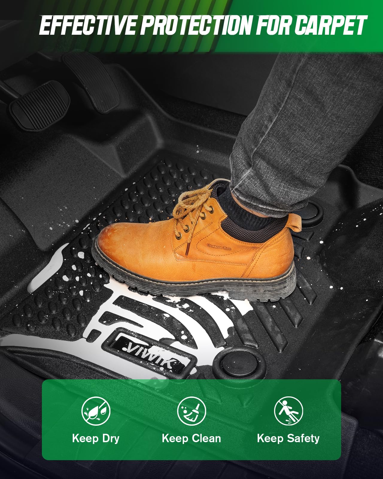 Viwik Car Floor Mats For Jeep Wrangler Jk 2014 2015 2016 2017 2018, Automotive All Weather Car Mats For 2014-2018 Wrangler Jk Tp