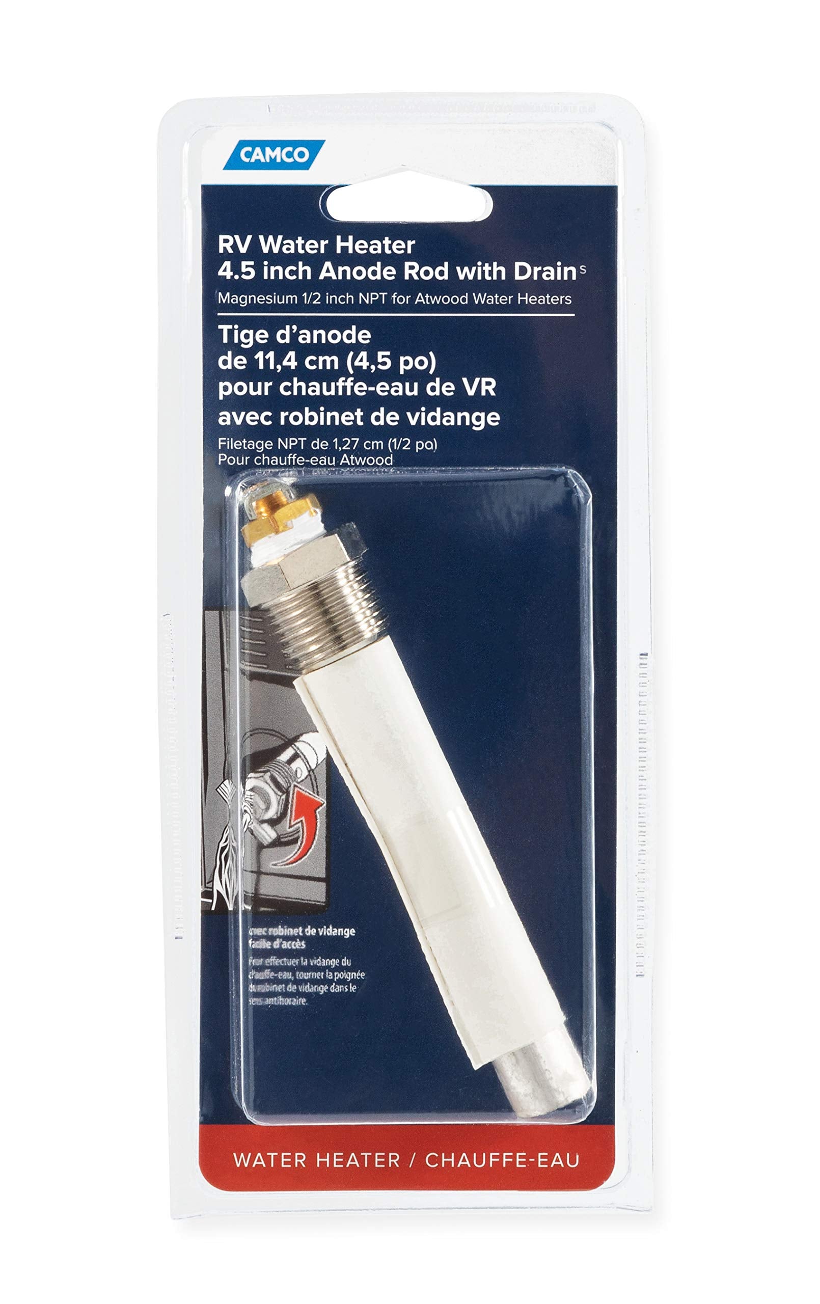 Camco Rv Anode Rod | Compatible With Atwood-Style Aluminum Water Heaters | (11533)