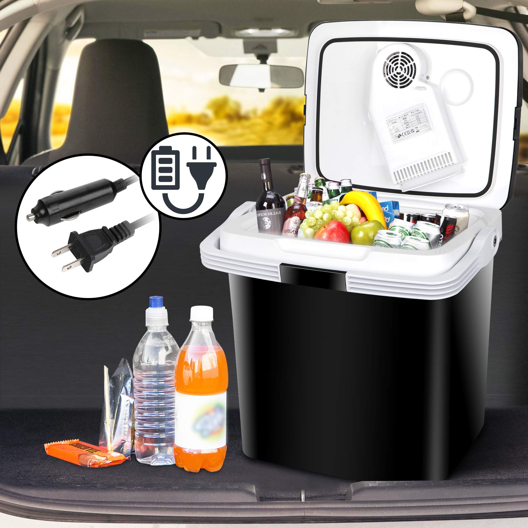 Zeny Car Fridge Electric Cooler And Warmer For Vehicles & Trucks- 12V Ac/Dc Car Thermoelectric Refrigerator With Handle, Portabl