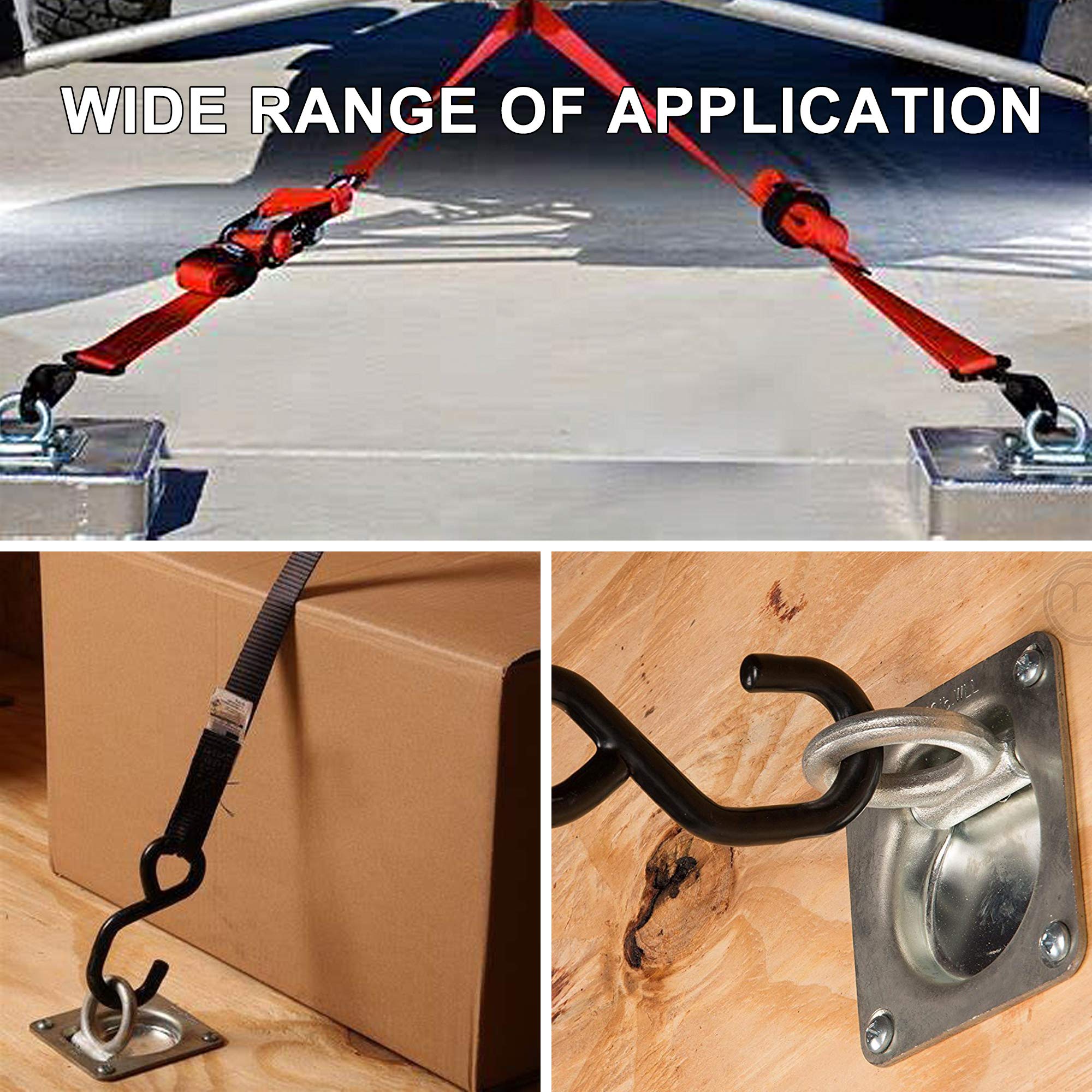 Lonffery 4 Pack Recessed D-Ring Tie Down Anchors (6,000 Lb. Capacity), Heavy Duty Kit For Trailer Or Deliveries