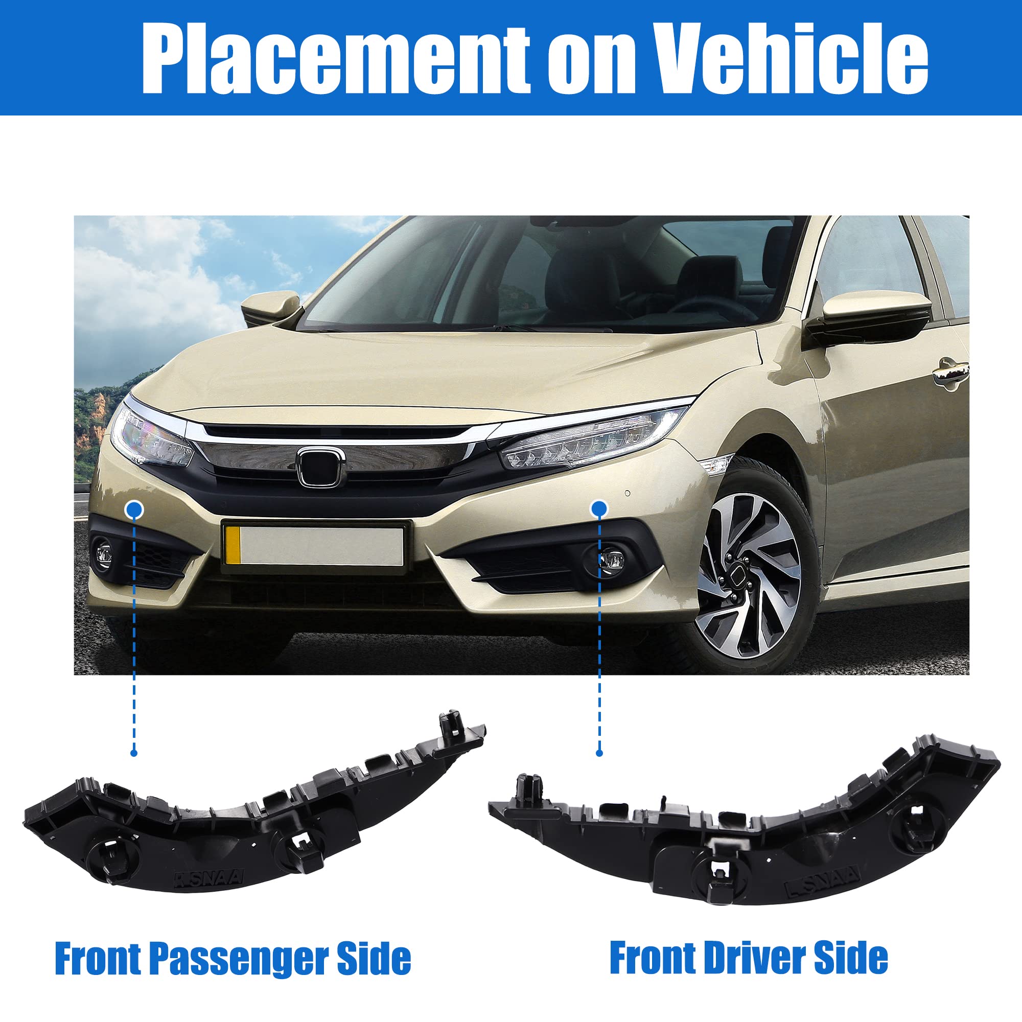 X AUTOHAUX 1 Pair Left Right Side Front Bumper Brackets Support for Honda Civic 4 Door 2006-2011 71198SNAA02 71193SNAA02 Bumper