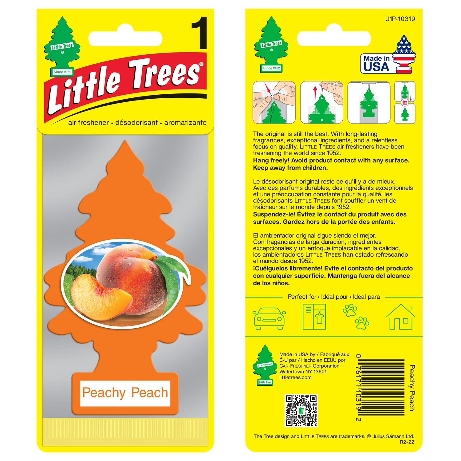 Little Trees Cardboard Hanging Car, Home & Office Air Freshener, Peachy Peach (Pack Of 6)