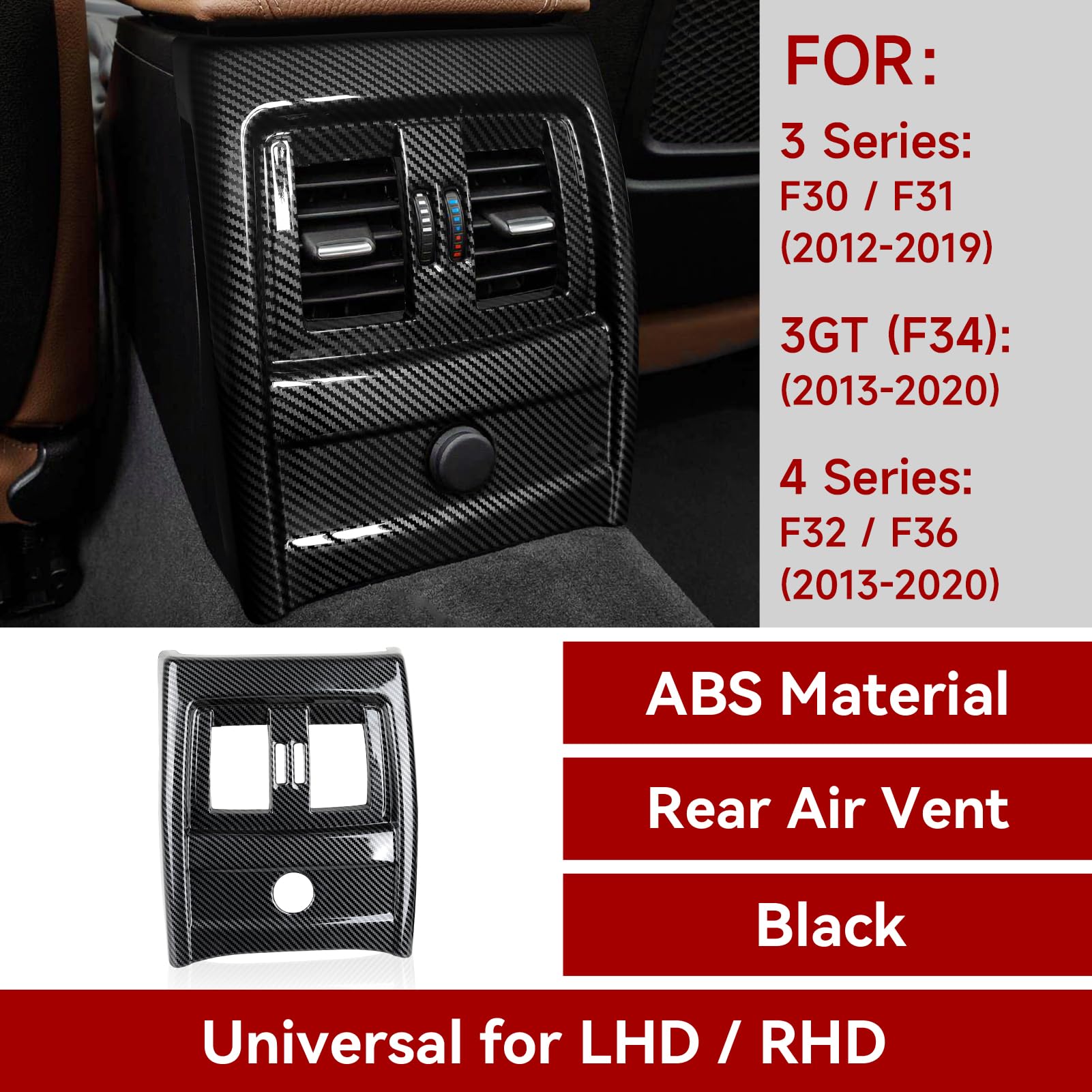 Car Rear Row Ac Frame Cover Sticker Carbon Style Abs Decal Trim Fits For Bmw F30 F31 F34 3Gt F32 F33 F36 Accessories