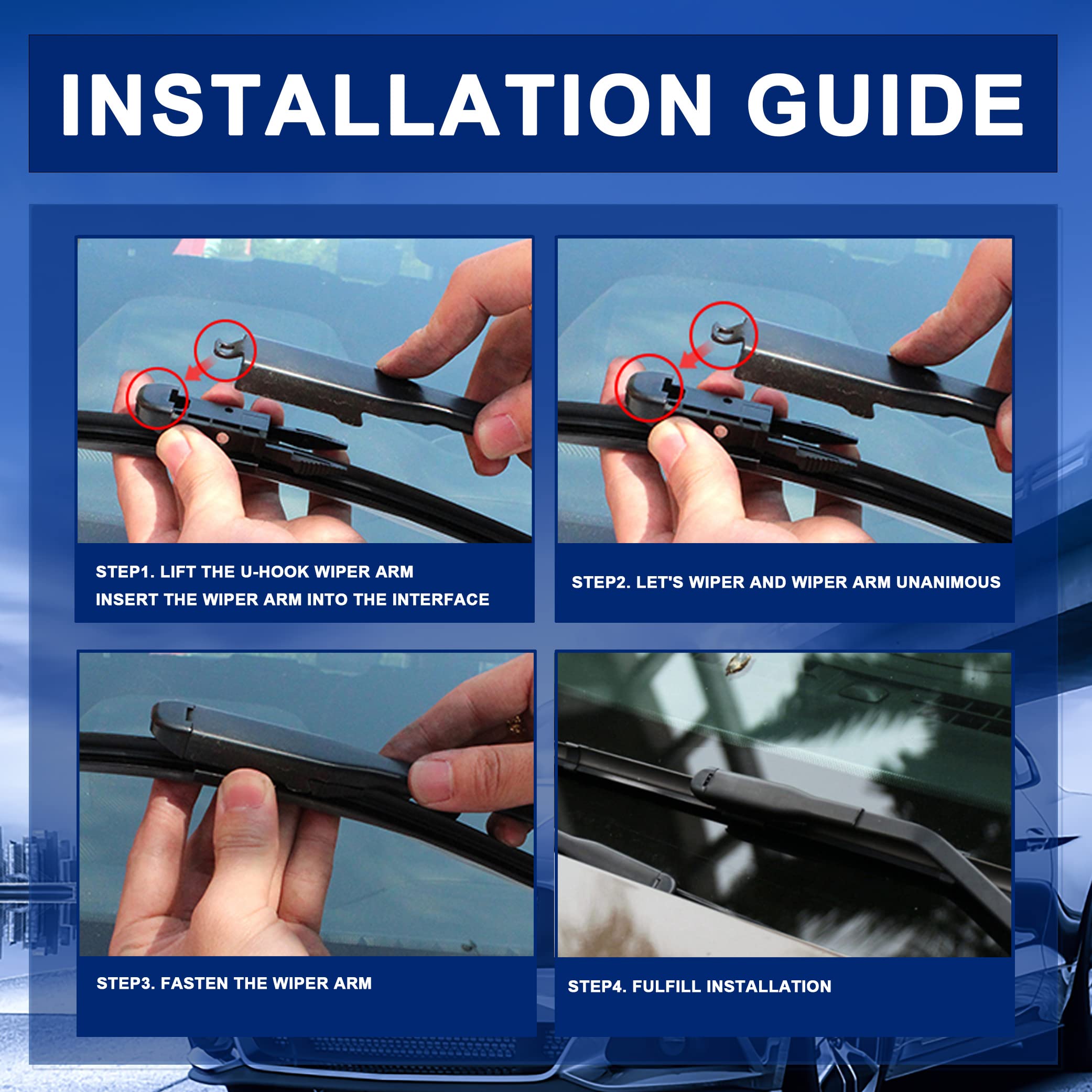 Raintok Windshield Wiper Blade Set Replacement For 2011-2022 Ford Explorer And Rear Windshield Wiper Blade-26'/22'/11' (Set Of 3) Pinch Tab