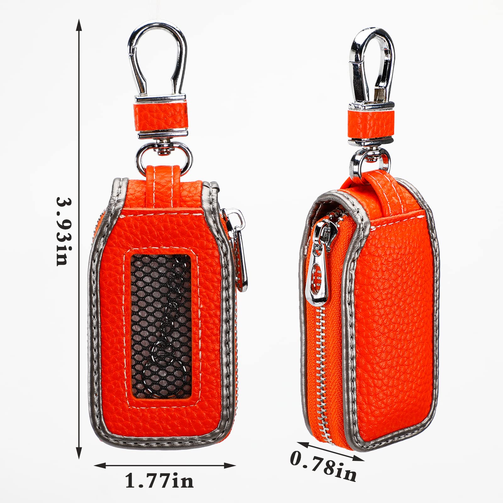 2 Pieces Leather Car Key Chain Case Holder Car Key Case Key Fob Protector Car Key Fob Cover Case (Orange)