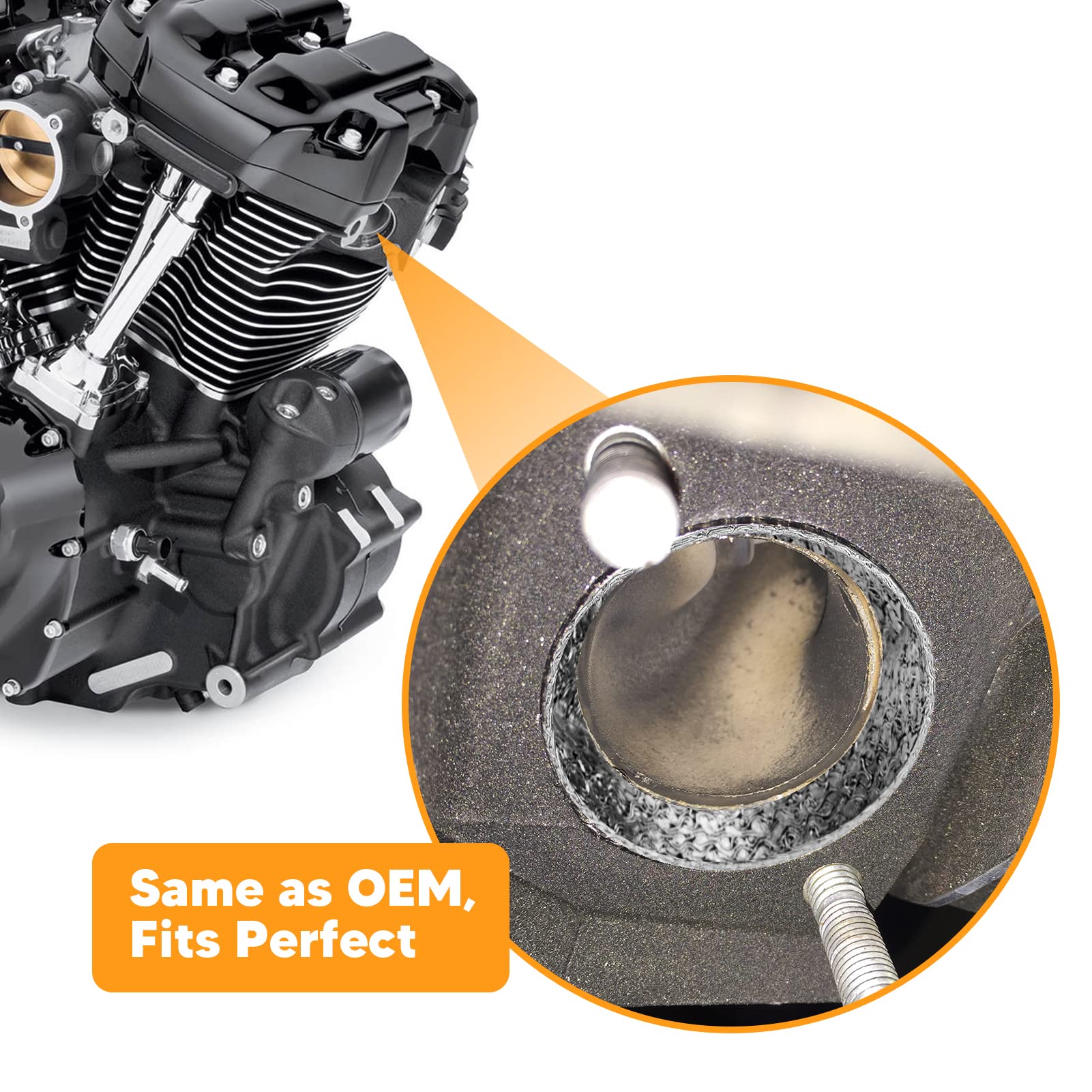 Mofun Exhaust Gasket Compatible With 1984-2024 Harley Big Twin And Sportster Models,Dyna,Touring,Softail,Etc,1 Pair 2Pcs,Made Of Wire And Graphite