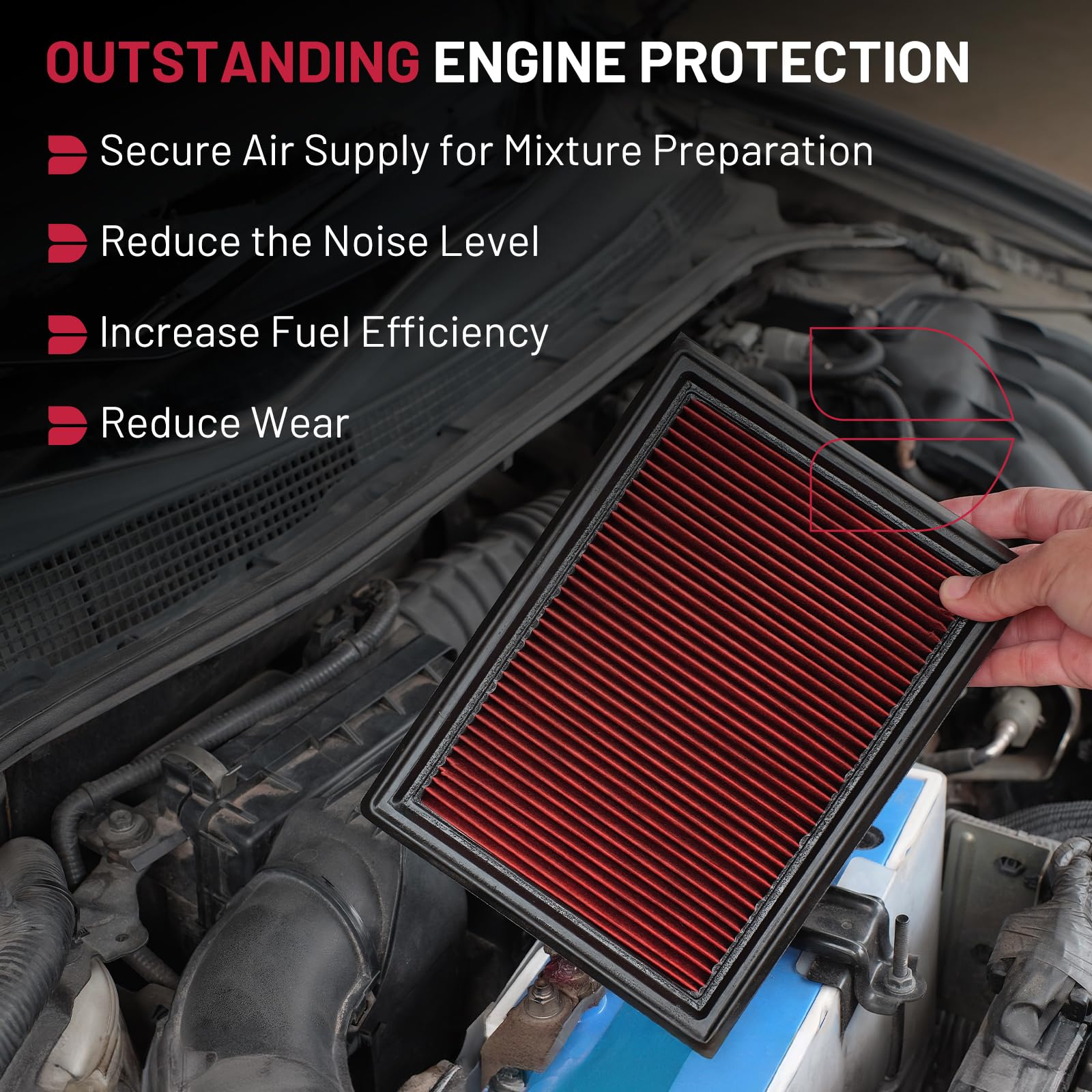 BDFHYK CA10234 Engine Air Filter Compatible with INFINITI Q50, Compatible with Nissan Cube NV200 Versa, 2007-2021, 3.5L 3.7L, Re