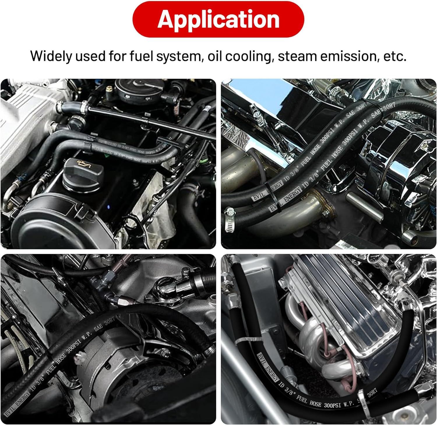 Evil Energy 3/4 Fuel Hose Line Push Lock Nbr Rubber Sae 30R7 10Ft 200Psi