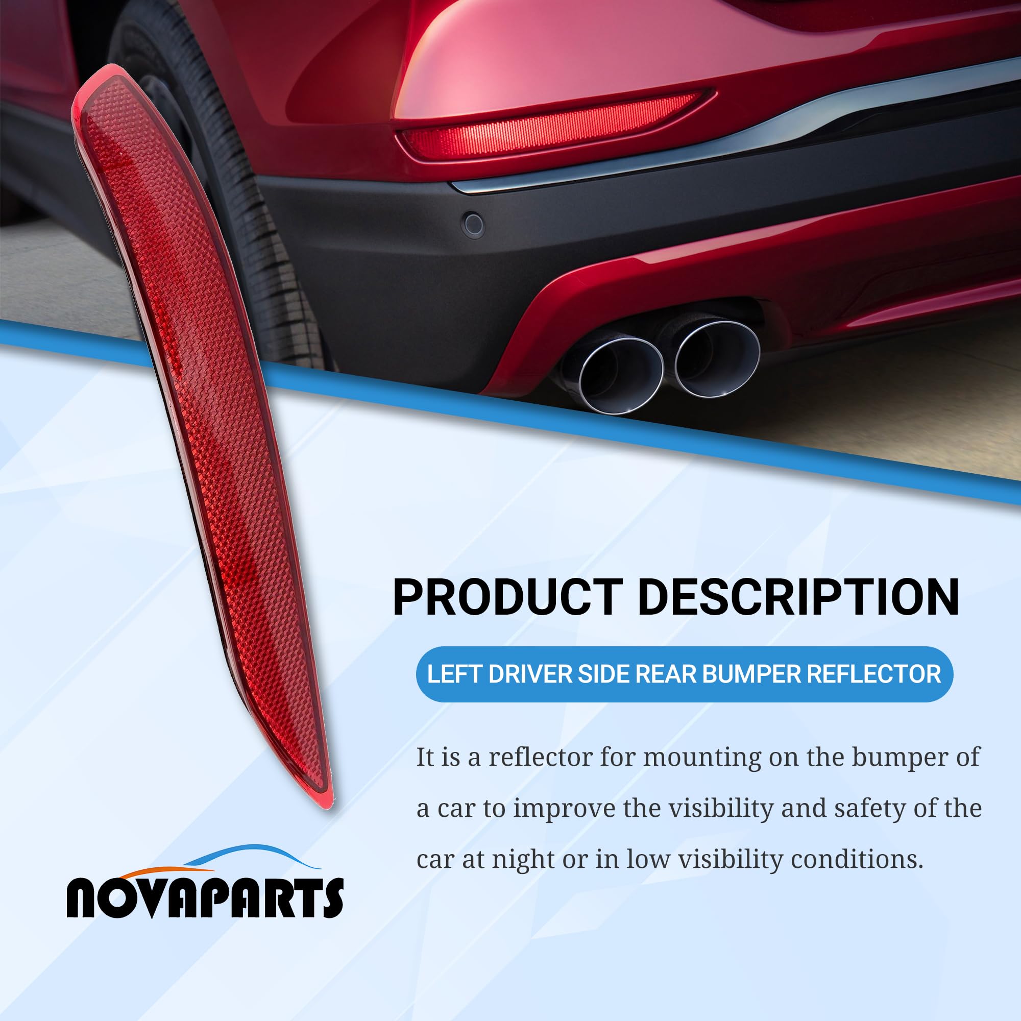 Novaparts Left Driver Side Rear Bumper Reflector For 2016 2017 2018 2019 Chevy Cruze 84037296 Gm1184116 23379299