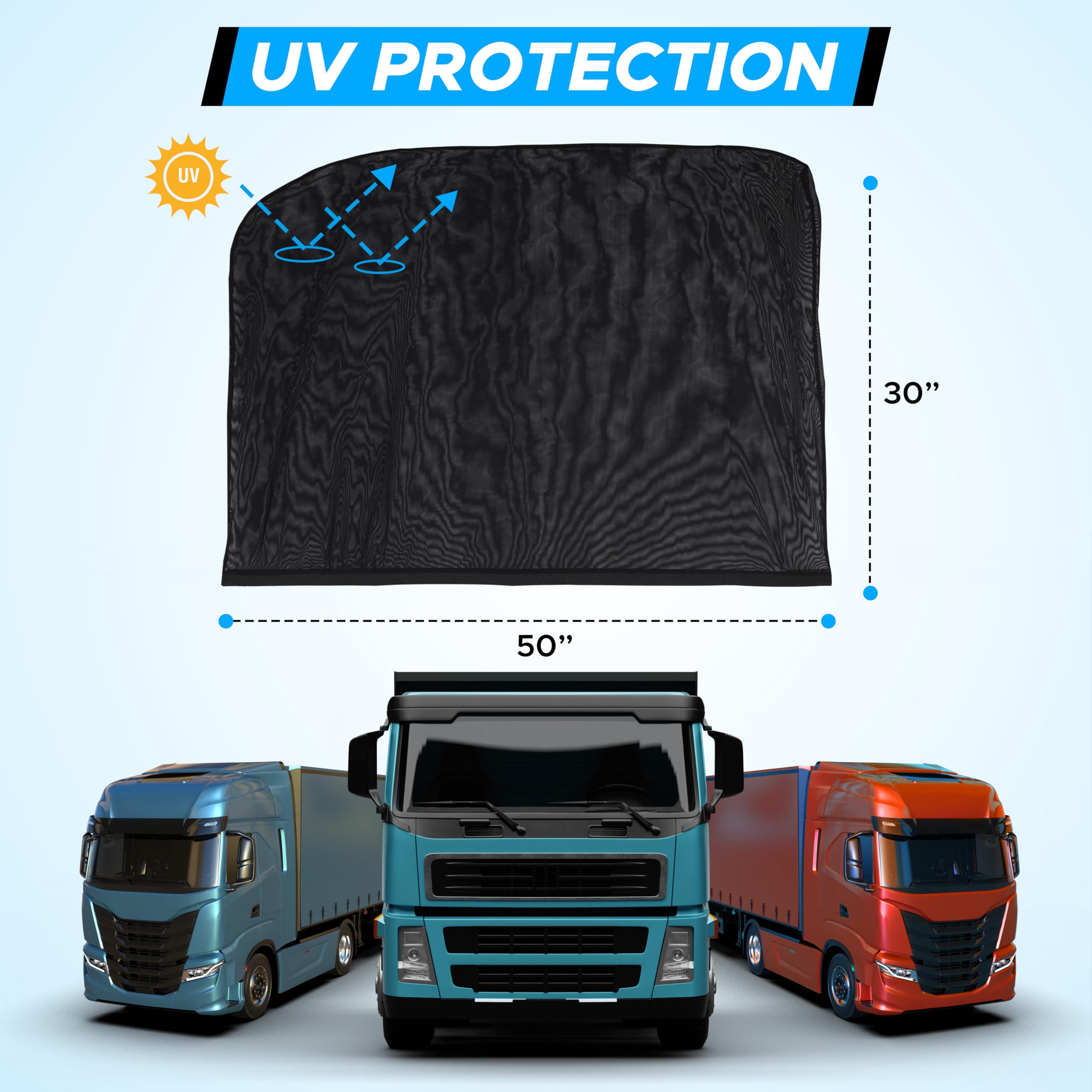 EcoNour XXXL Truck 2-Pack Side Window Shade | Front Side Windows Protects UV Rays and Sun Glare | Stretchable & Breathable Mesh