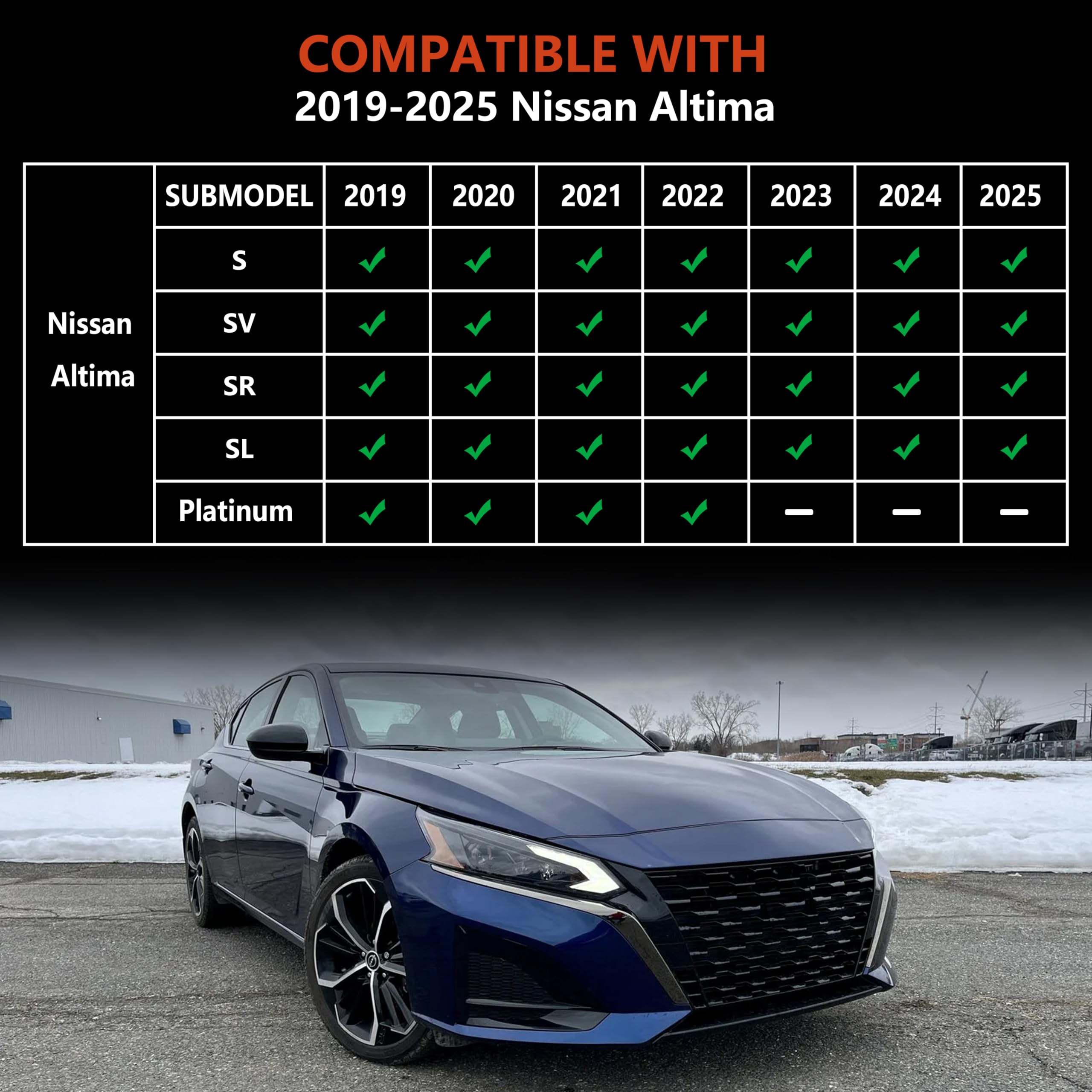 Karpal Floor Mats For Nissan Altima 2019-2024 2025, Front & 2Nd Row, Tpe Rubber All Weather Protection Heavy Duty Floor Liners A