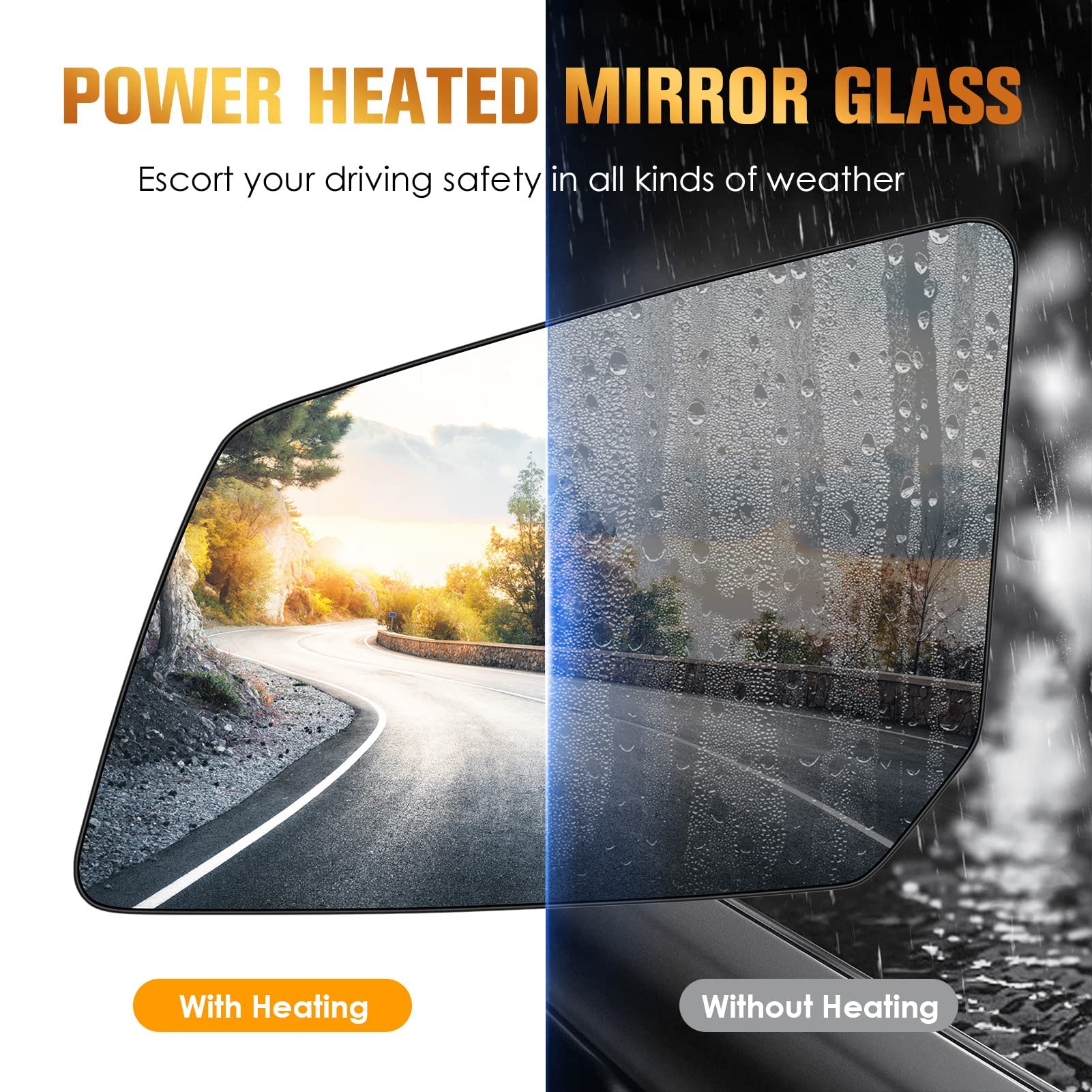 Driver Left Side Heated Mirror Glass Replacement Fits for GMC Acadia, for Saturn Outlook, for Chevrolet Traverse 2007-2016 Repla