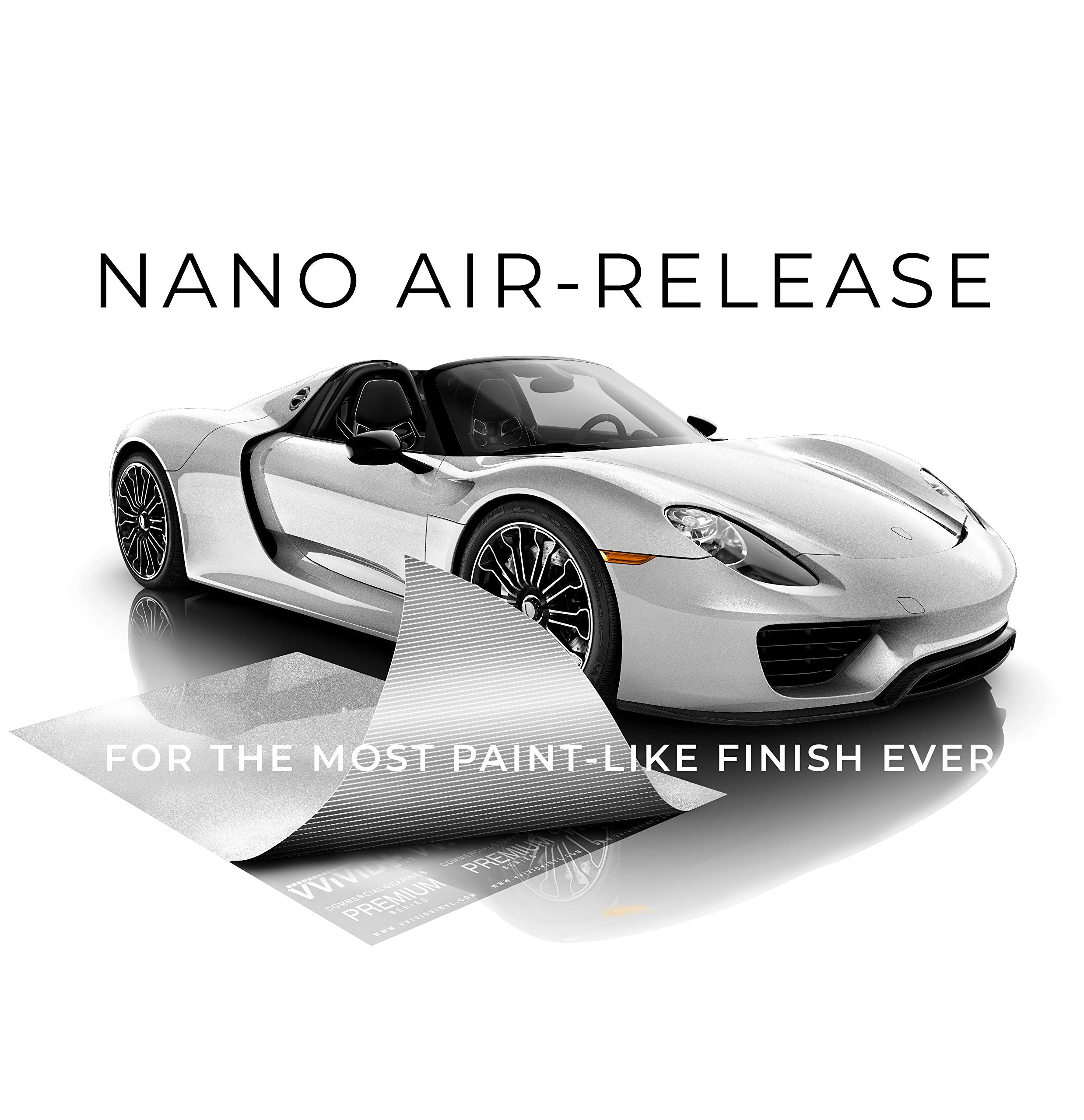 VViViD+ Ultra Gloss Silver Metallic Vinyl Car Wrap Premium Paint Replacement Film Roll with Nano Air Release Technology, Stretch