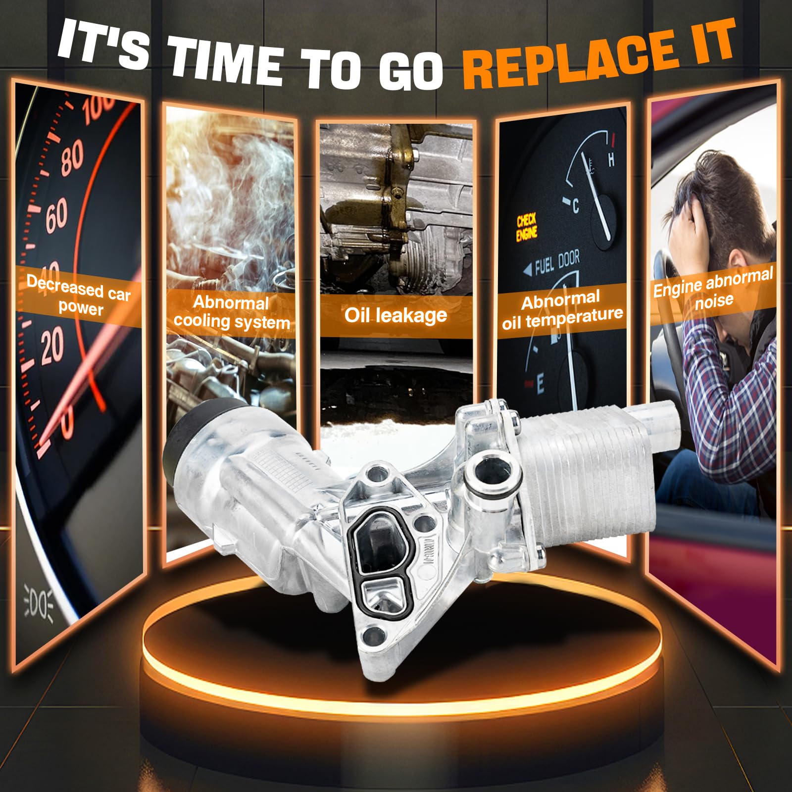 WEILEITE 1.4 Aluminum Engine Oil Cooler Filter Housing Fit For Chevy Cruze 2011-2016 Sonic 2012-2020 Trax 2015-2021 Buick Encore