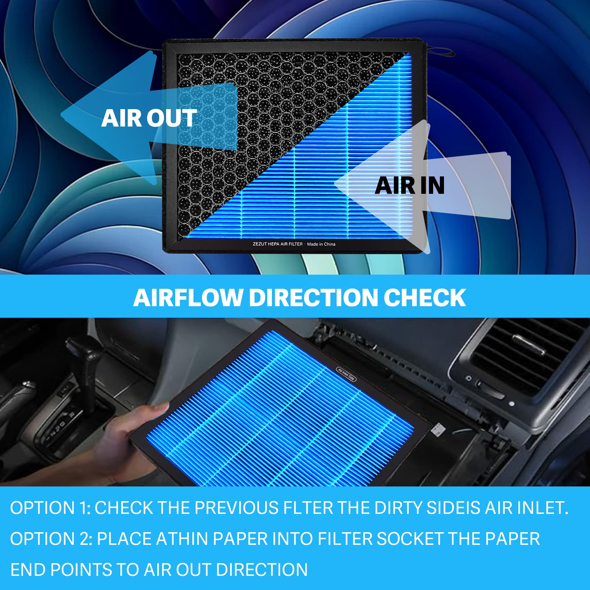 ZEZUT Honeycomb Structured Activated Carbon Cabin Air Filter Replacement for Toyota & Lexus Vehicles (Replacement for CP285/CF10