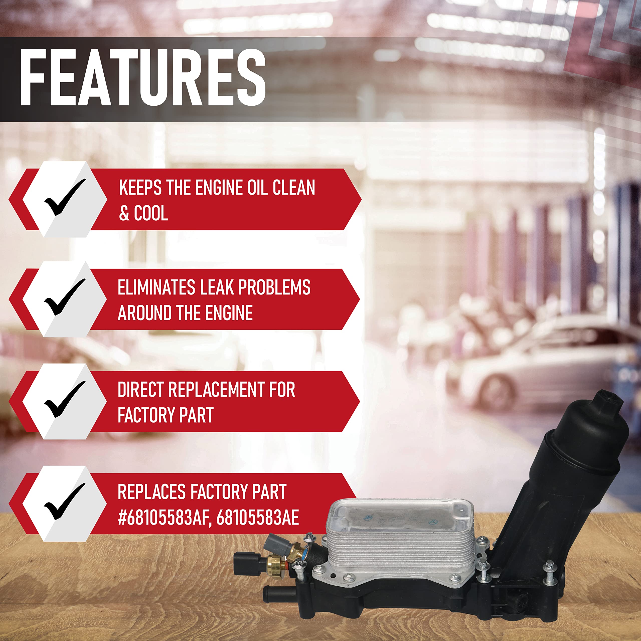 Engine Oil Cooler and Filter Housing Adapter Kit - Replaces 68105583AF, 68105583AE - Compatible with Chrysler, Dodge & Jeep 3.6L