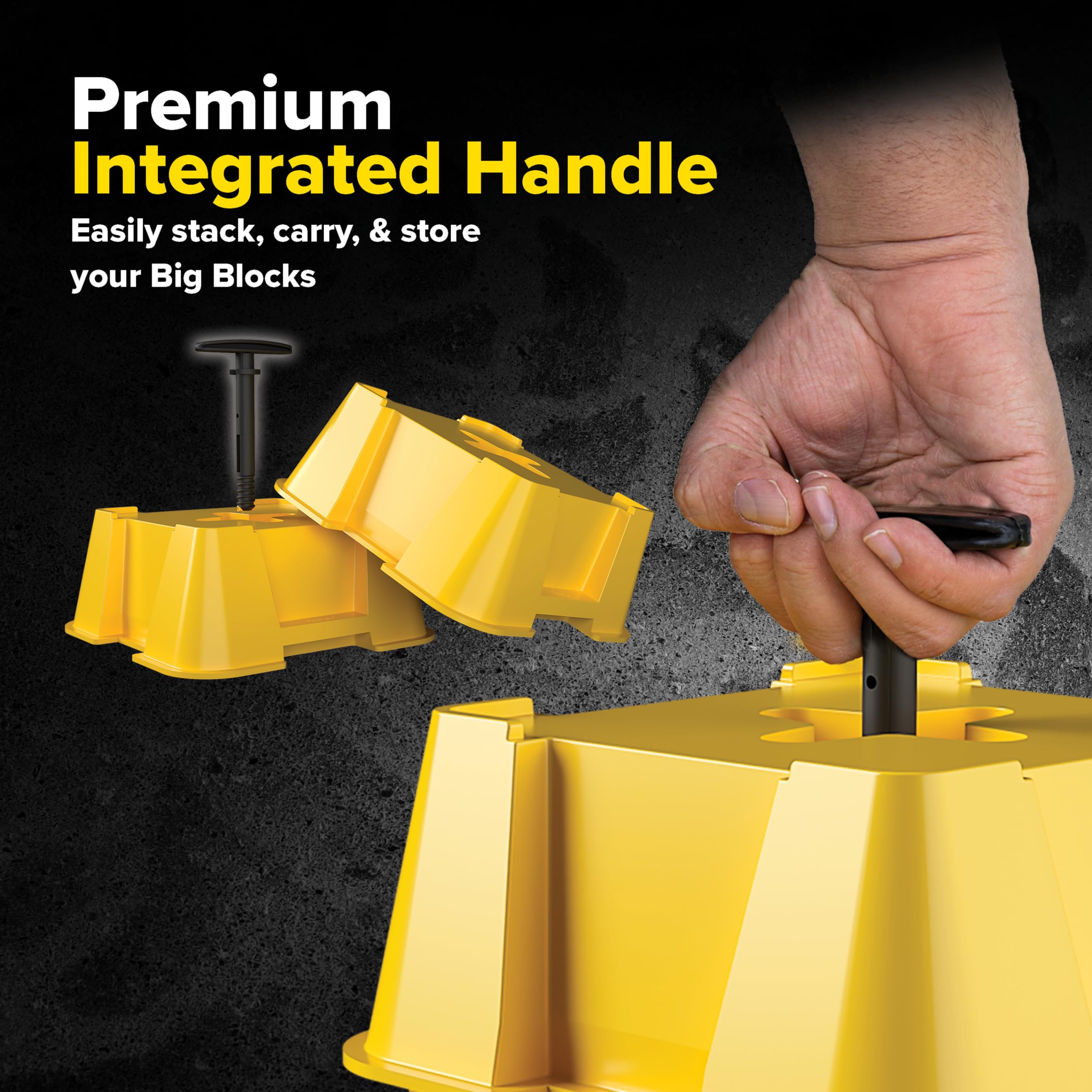 Camco Fasten RV Big Blocks Stabilizing Jack Supports w/Convenient Handle - Nesting Design for RV Storage - Compatible w/Square R