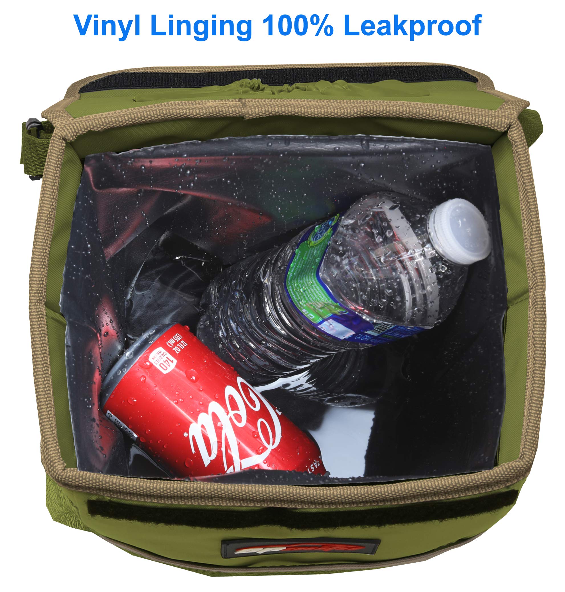 Epauto Waterproof Car Trash Can With Lid And Storage Pockets, Green