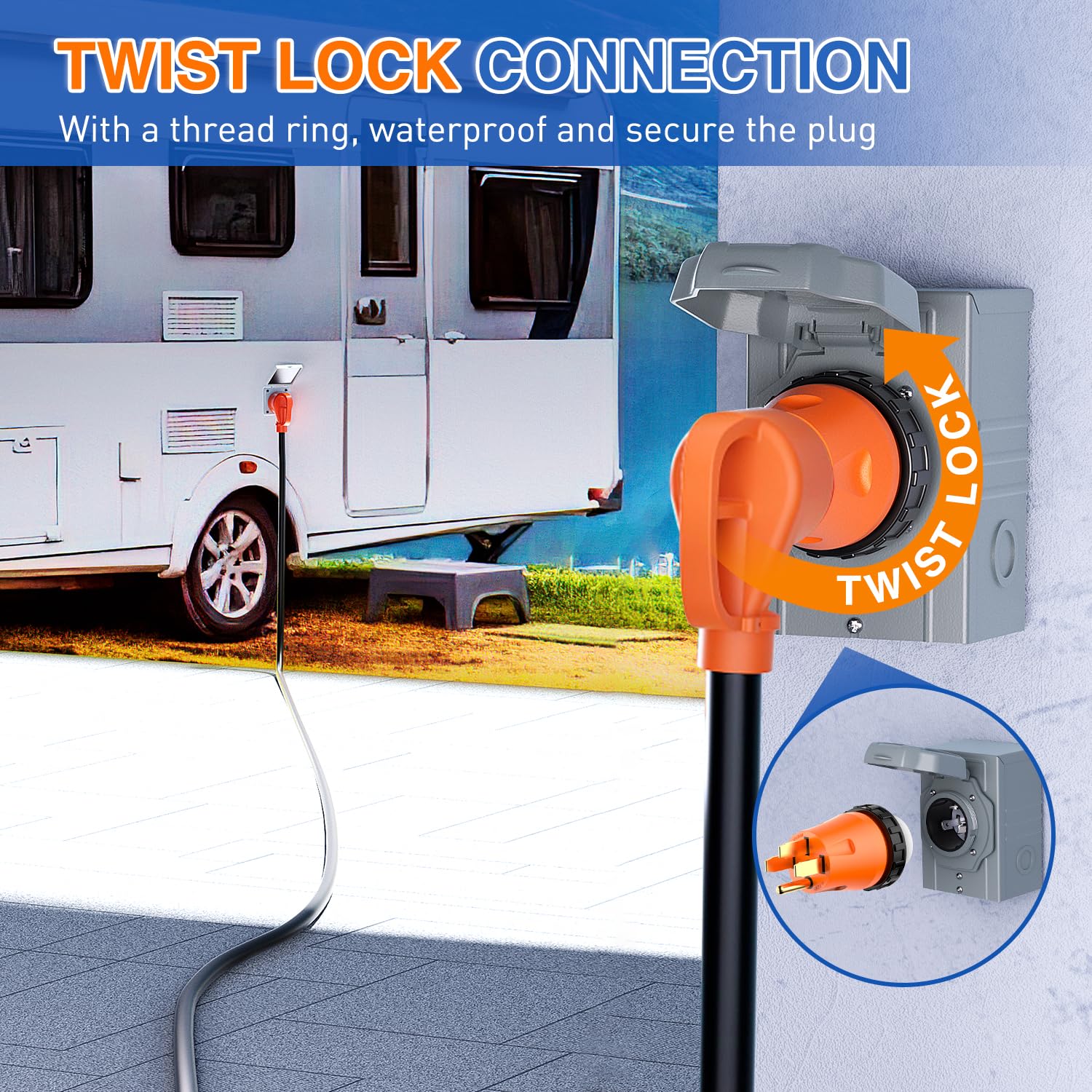 Nilight 50 Amp To 50Amp Rv Power Adapter 125/250 Volt Twist Locking Connector 14-50P To Ss2-50R 50A Male Plug To 50A Female Rece