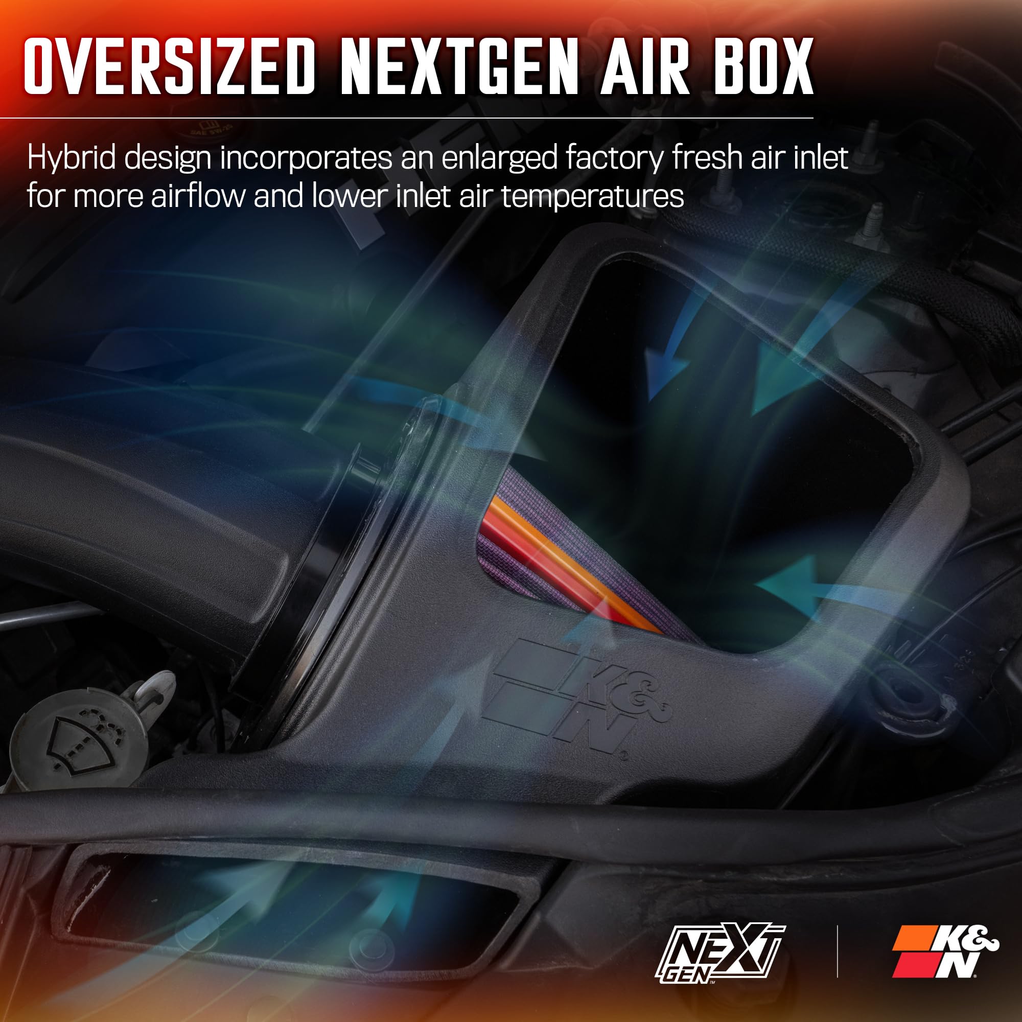 K&N Nextgen Cold Air Intake System: High-Flow Cotton Filter: Compatible With 2011-2025 Dodge/Jeep: Durango, Grand Cherokee, 50-1
