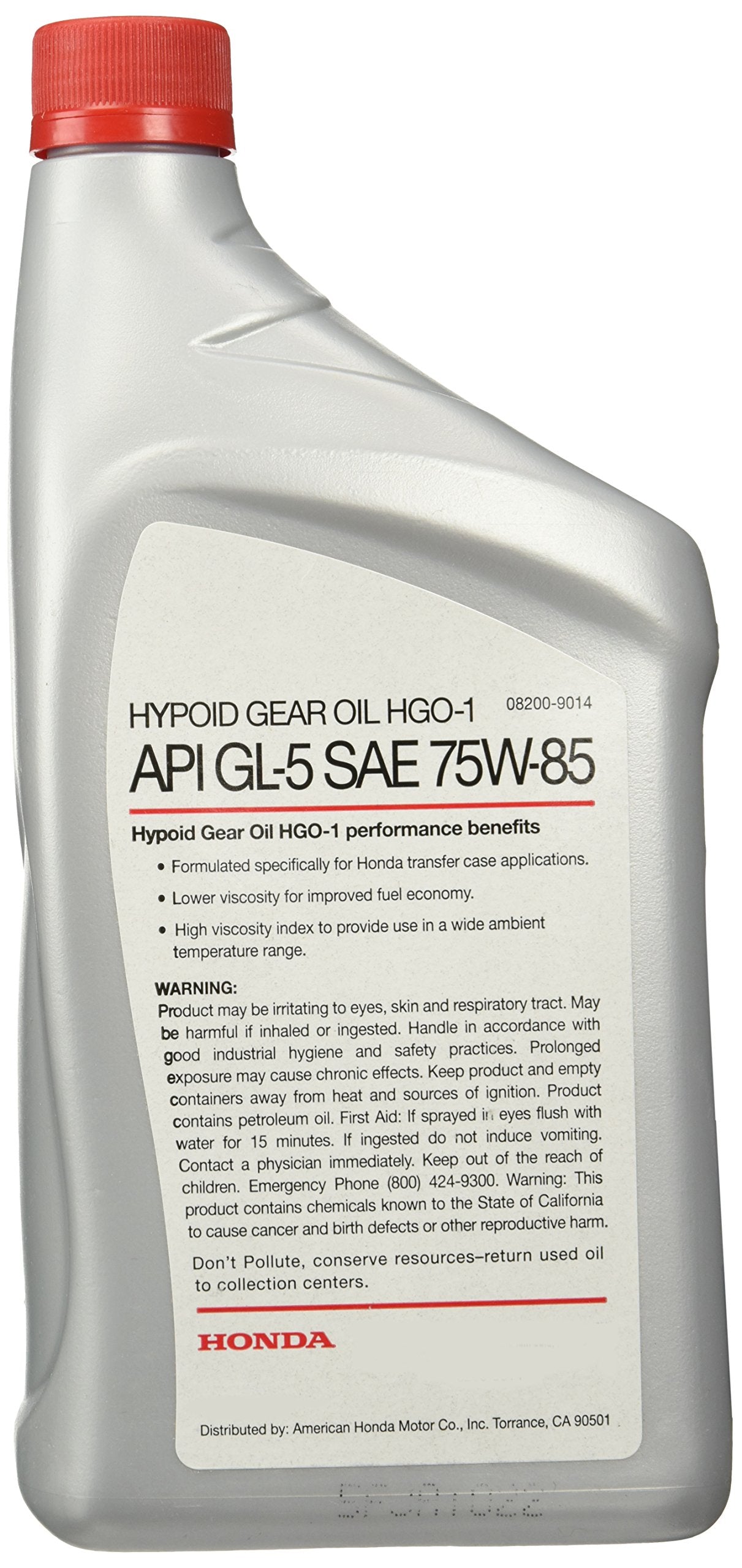 Genuine Honda 08200-9014 Hypoid Gear Oil Hgo-1 Gl-5 75W-85