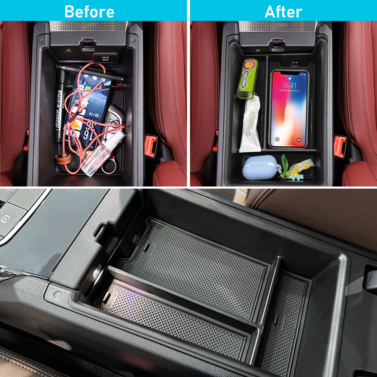 Jaronx Compatible With Bmw Center Console Organizer For 3 Series G20 2019-2024/4 Series G22 I4 G26 2021-2024, For Bmw 3 Series Console Organizer 2019-2024, I4/4 Series Console Storage Box 2021-2024