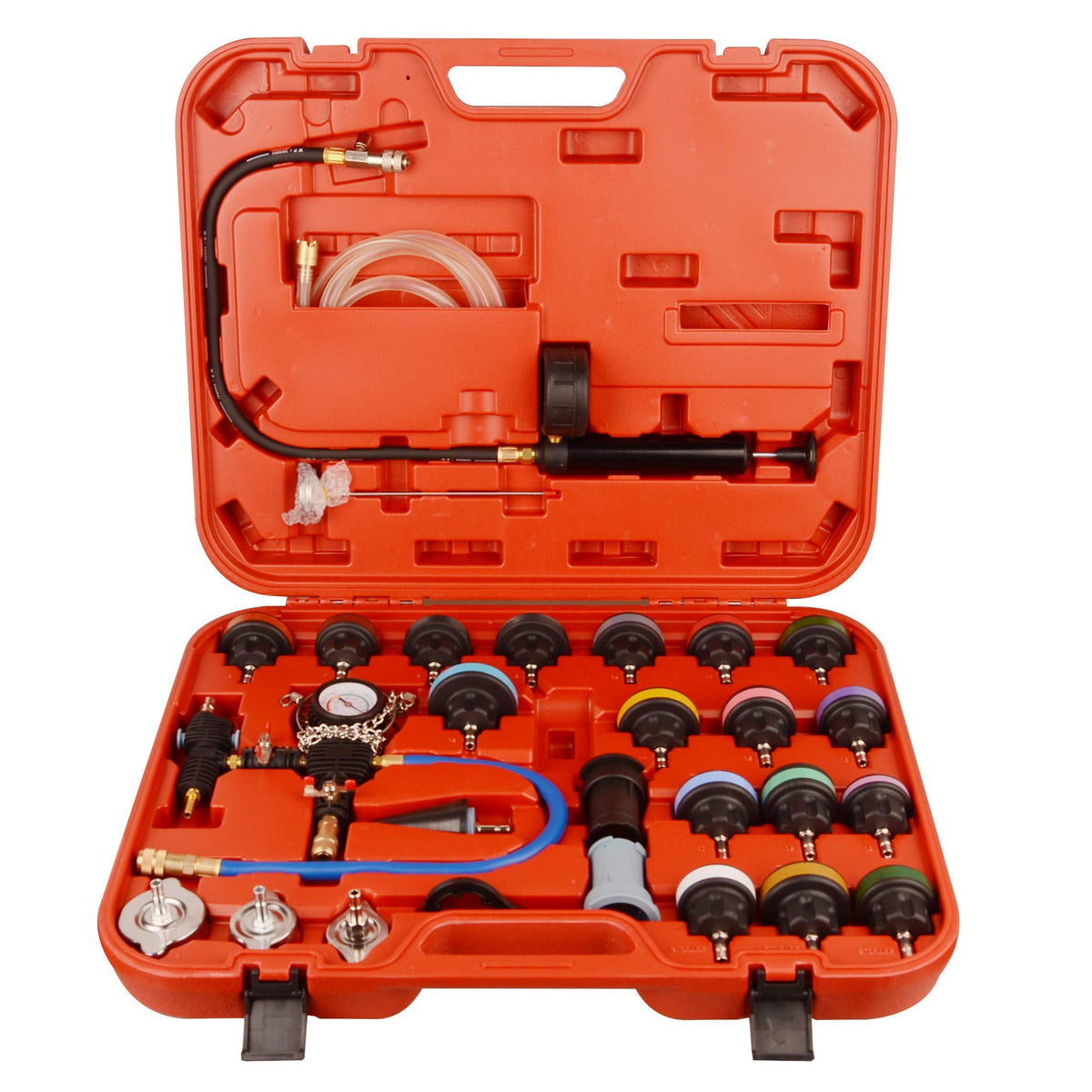 Dayuan 28Pcs Universal Radiator Pressure Tester Kit, Coolant Pressure Tester Kit Coolant Vacuum Refill Kit For Cooling System